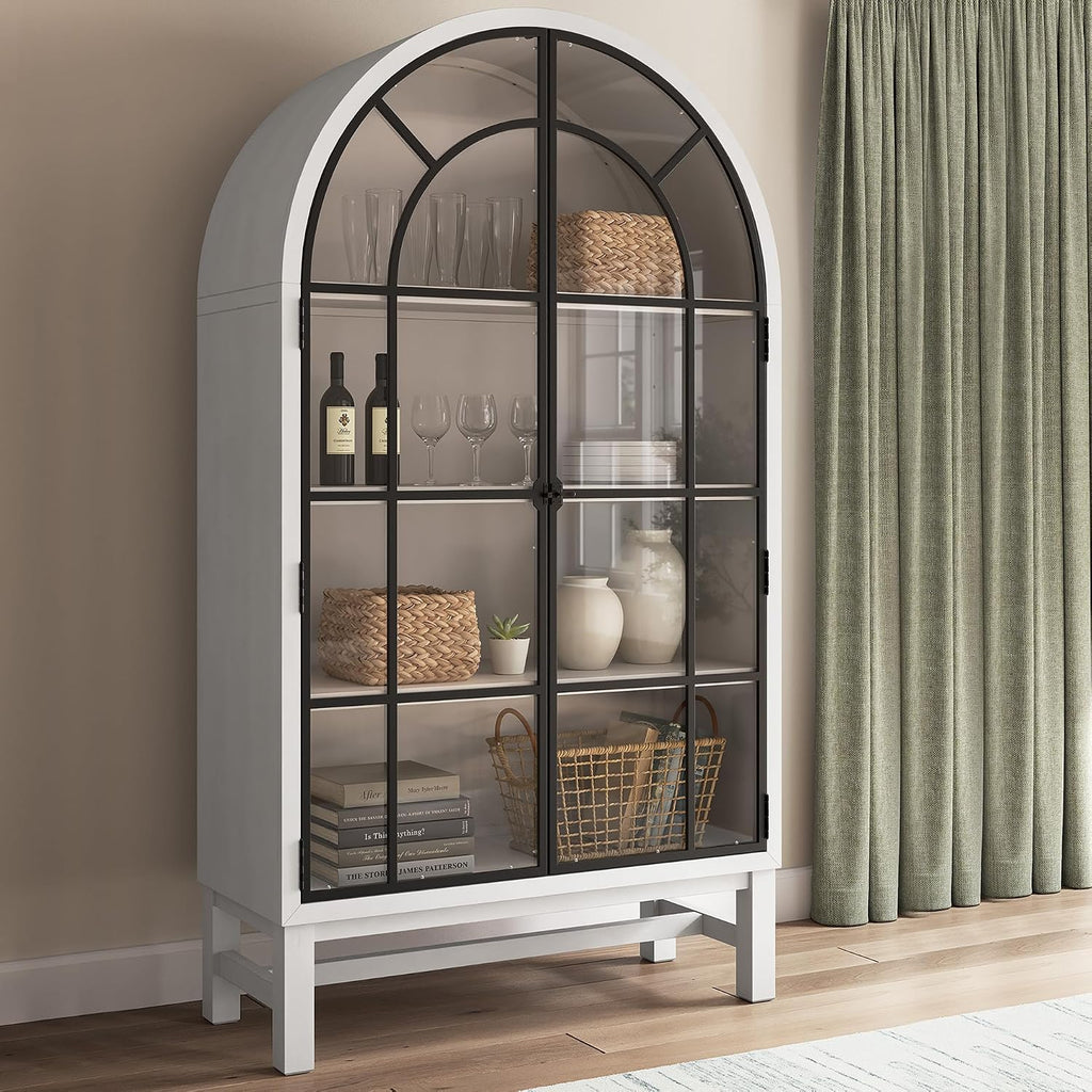 Signature Design by Ashley Chadworth Classic Display Cabinet with Anti-Tipping, White & Black