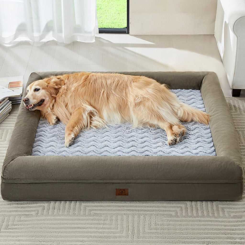 WNPETHOME XL Extra Large Dog Bed, Washable Dog Couch with Removable Waterproof Cover, Orthopedic Large Pet Sofa Bed with Bolster Sides for Sleeping