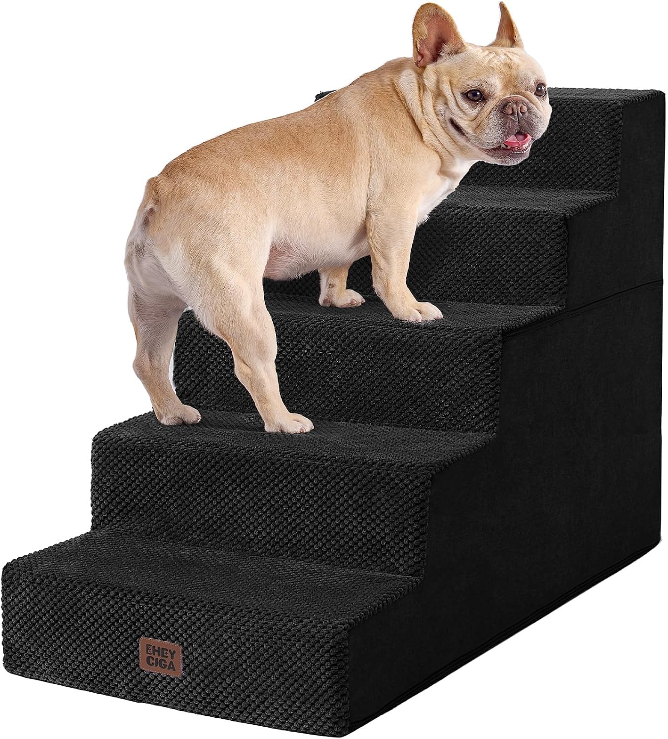 EHEYCIGA Dog Stairs for Bed 18" H, 4-Step Dog Steps for High Bed, Pet Steps for Small Dogs and Cats, Non-Slip Balanced Pet Ramp Indoor, Grey