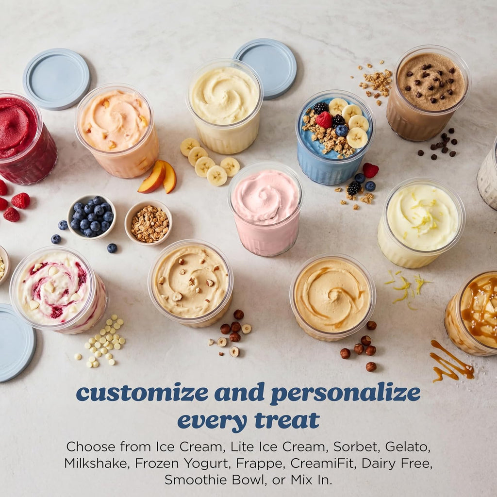Ninja® CREAMi® XL 11-in-1 Ice Cream Maker for Ice Cream, Sorbet, Gelato & More, Now Featuring Dariy Free, Smoothie Bowl, and CreamiFit™, Includes (2) Family-Sized 24.oz Tubs, Navy, NC601