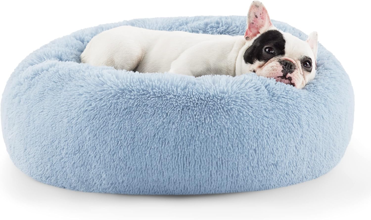 Bedsure Calming Dog Bed Medium Size Dog - Donut Washable Medium Pet Bed, 30 inches Anti-Slip Round Fluffy Plush Faux Fur Cat Bed, Fits up to 45 lbs Pets, Camel