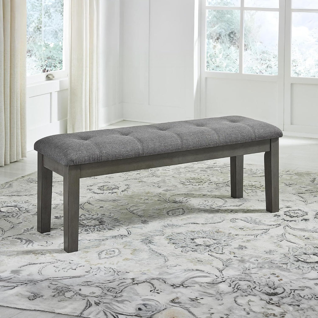 Signature Design by Ashley Hallanden Rustic Tufted Upholstered Dining Room Bench, Gray