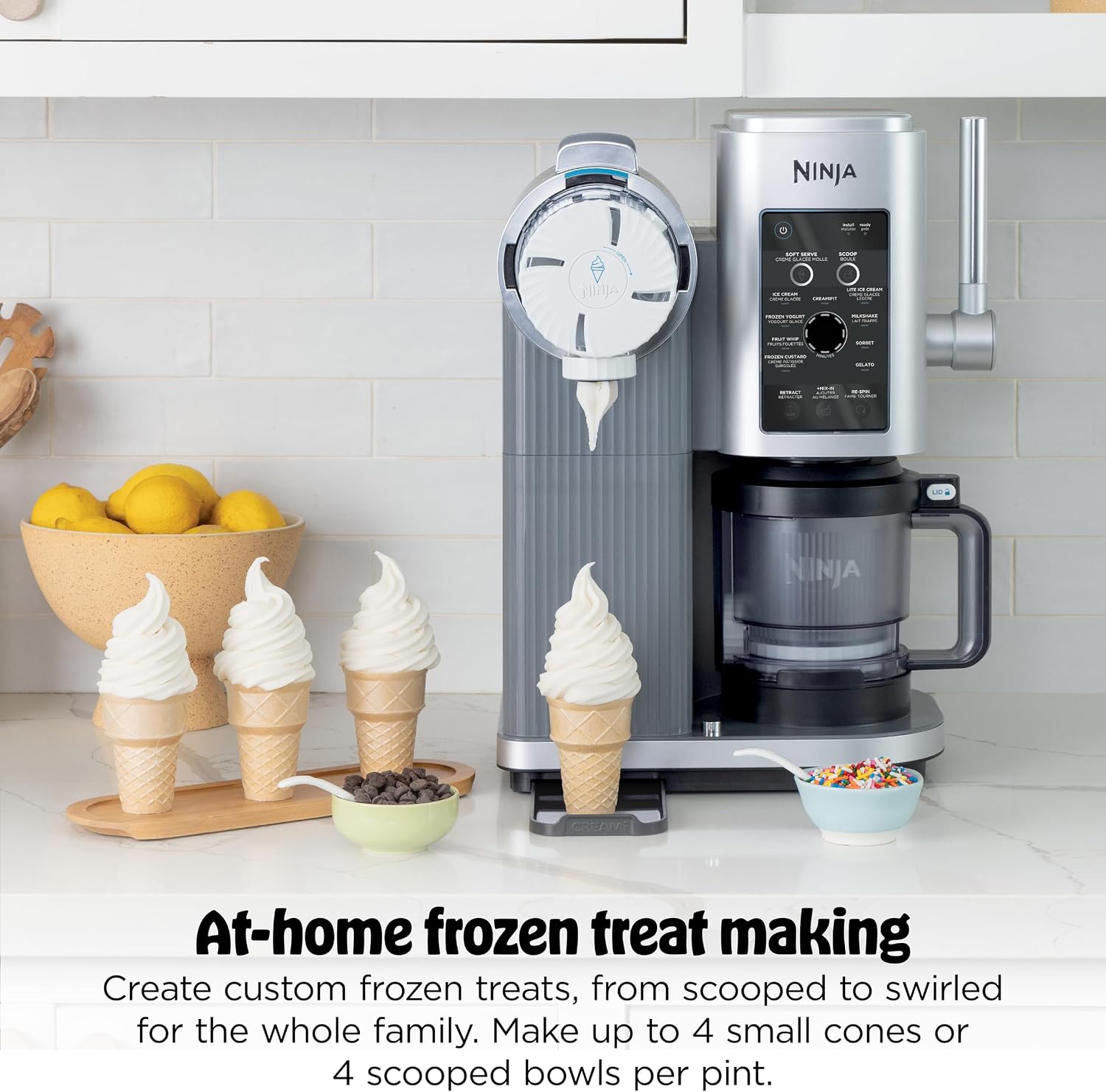 Ninja CREAMi Swirl Ice Cream and Soft Serve Maker, Sorbet, Milkshake, Frozen Yogurt, Low Calories Program & More, 13-in-1, Soft Serve Handle & (2) CREAMi Swirl 16oz Pints, For Kids & ALL ages, NC701C