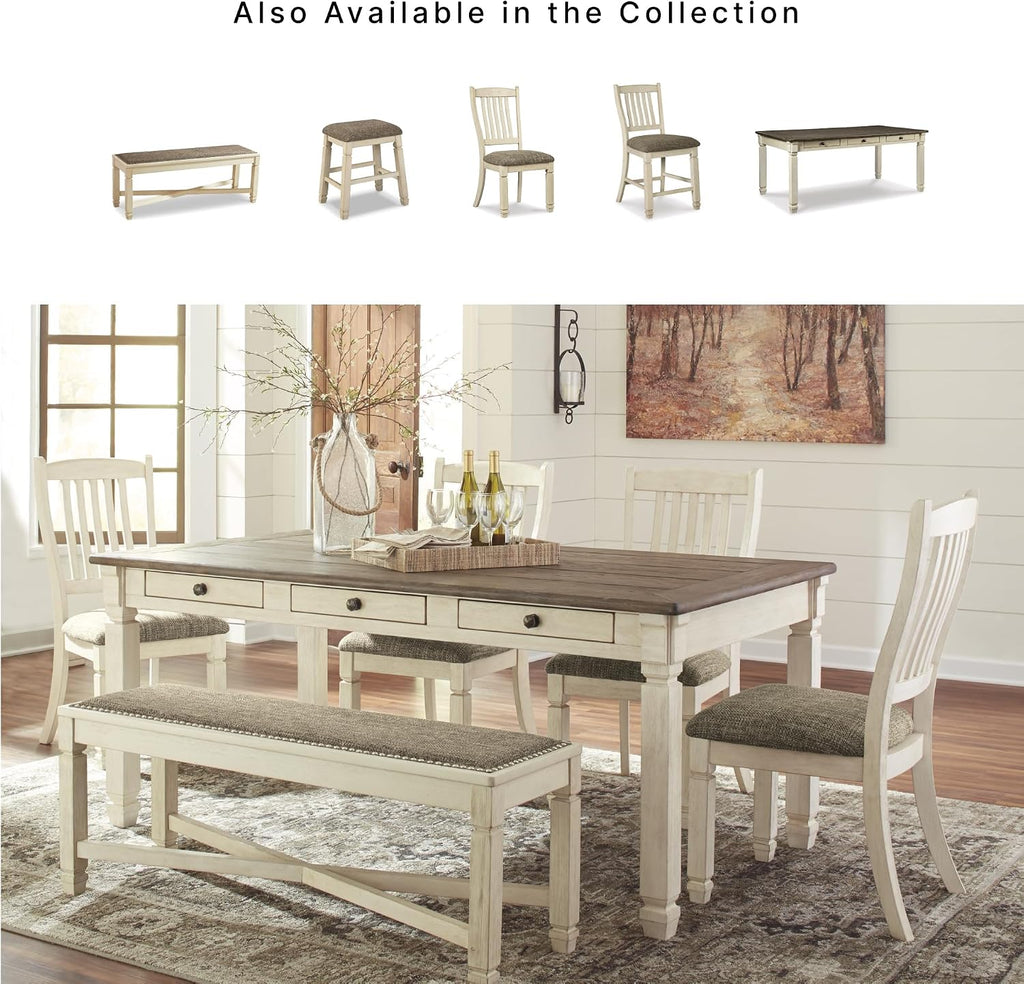 Signature Design by Ashley Bolanburg Dining Table, 2-Tone Farmhouse Style With 6 Built-In Storage Drawers, Wood & Engineered Wood Construction, Seats Up To 6, White/Brown