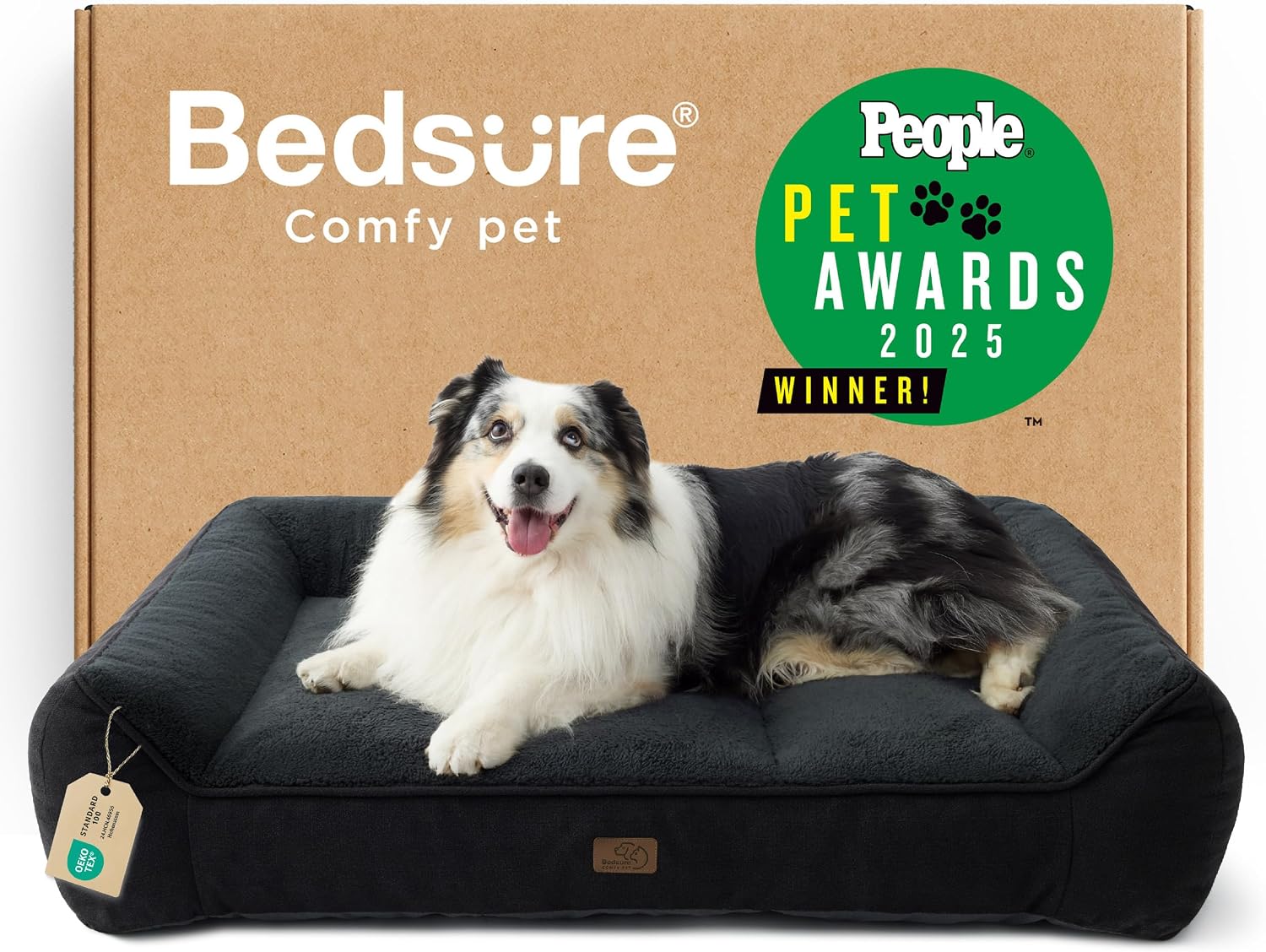 Bedsure SupportMax™ XL Orthopedic Dog Beds Large Sized Dog - Extra Thick Supportive Dogs Couch with Waterproof Washable Cover, Extra Large Comfort Pet Sofa with Soft Sherpa & Nonskid Bottom, Grey, 42"