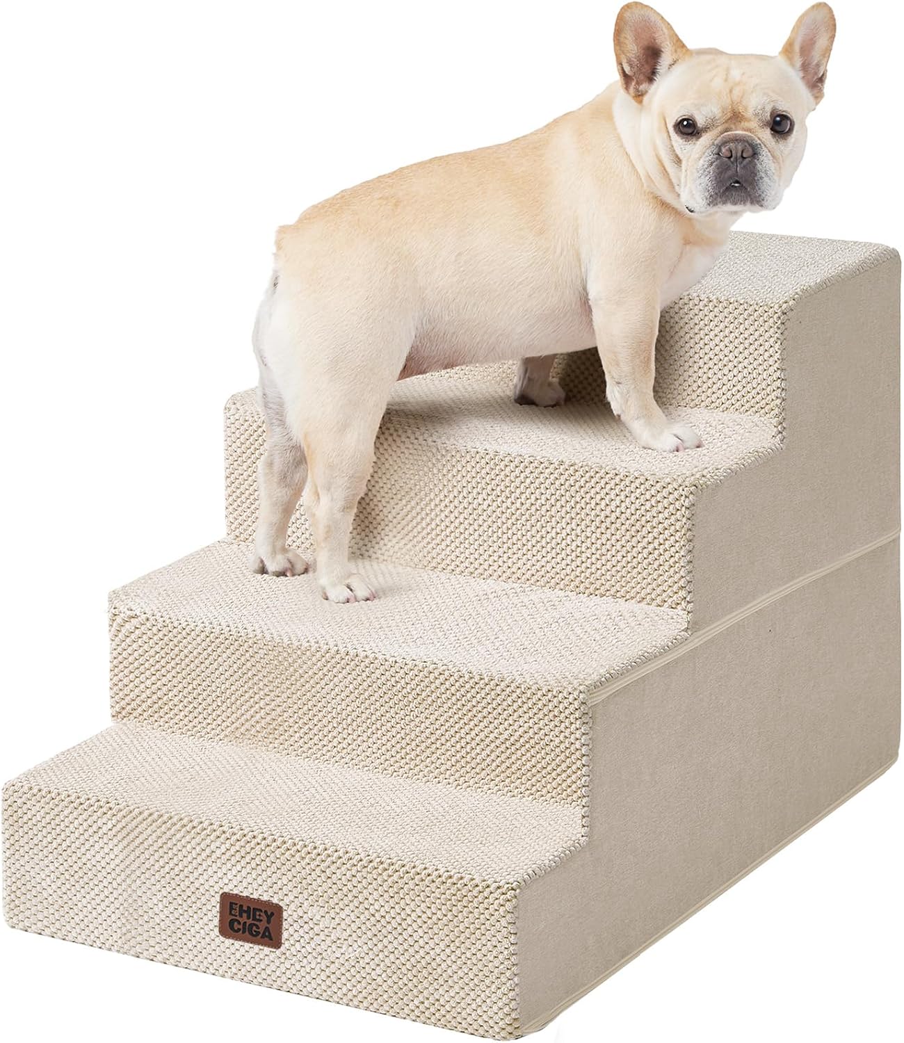 EHEYCIGA Dog Stairs for Bed 18" H, 4-Step Dog Steps for High Bed, Pet Steps for Small Dogs and Cats, Non-Slip Balanced Pet Ramp Indoor, Grey