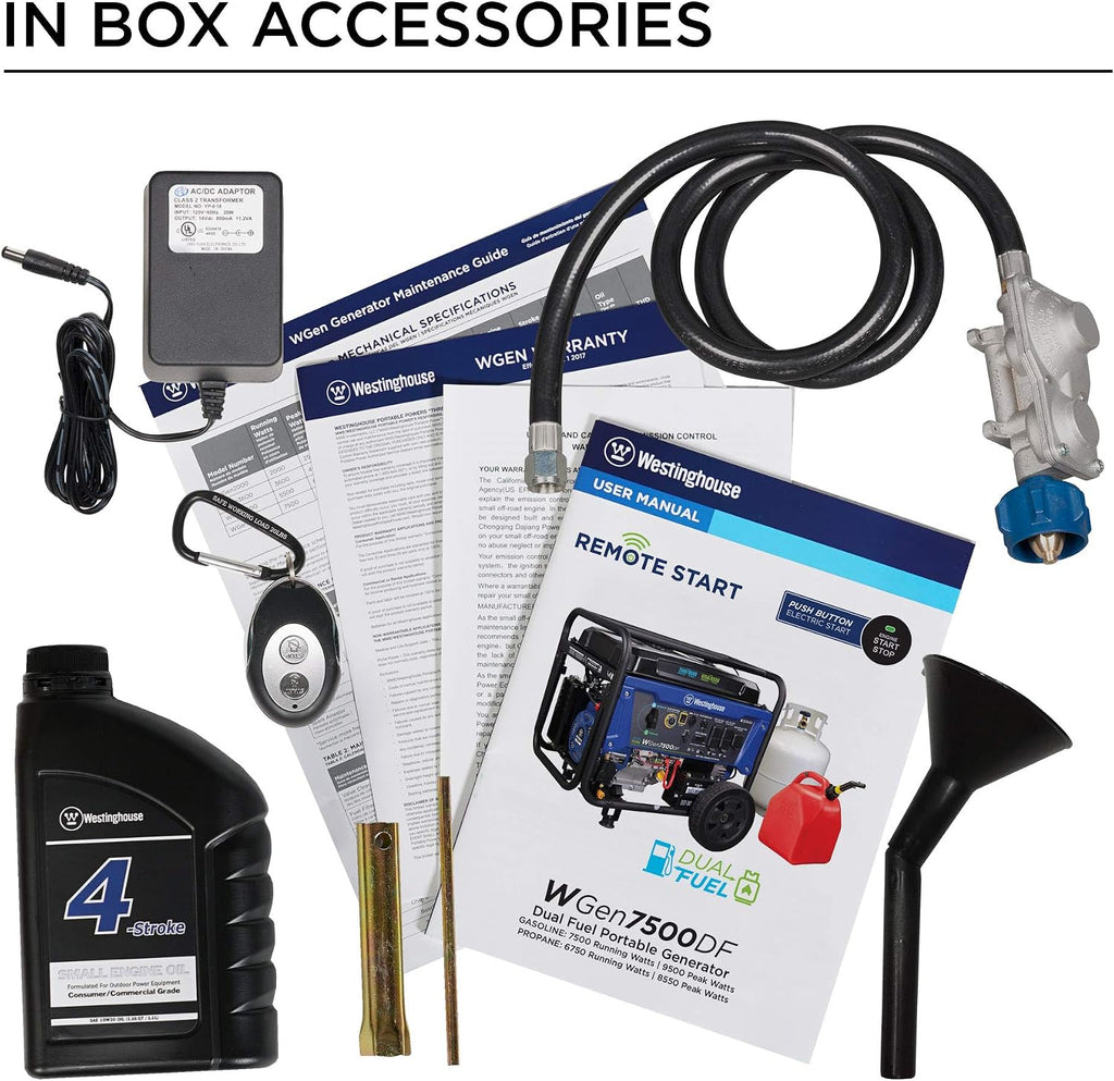 Westinghouse 9500 Peak Watt Dual Fuel Home Backup Portable Generator, Remote Electric Start, Transfer Switch Ready, Gas & Propane Powered