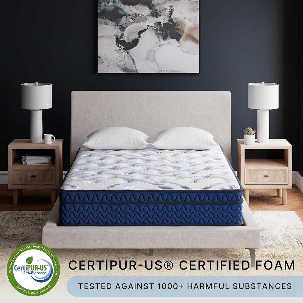 Signature Design by Ashley Chime 12 Hybrid Innerspring Queen Size Mattress, Medium Firm Feel, Gel Memory Foam for Lumbar Support, Mattress in a Box, 12 Inch