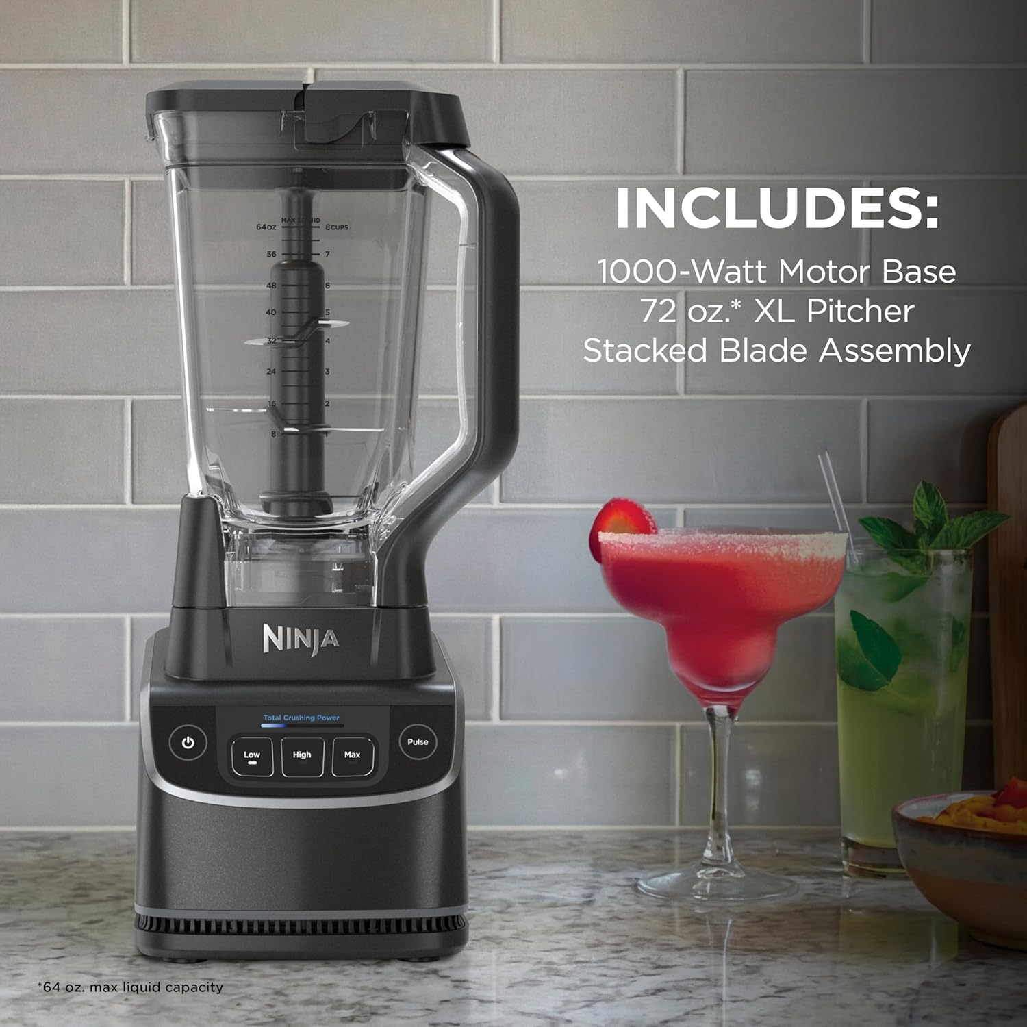Ninja UltraCrush Professional Blender | 1000W Power, XL 72-oz.* Pitcher | Total Crushing Technology | 3 Manual Speeds for Smoothies, Sauces & More | Full-Size Countertop | Black | BP201 (2026)
