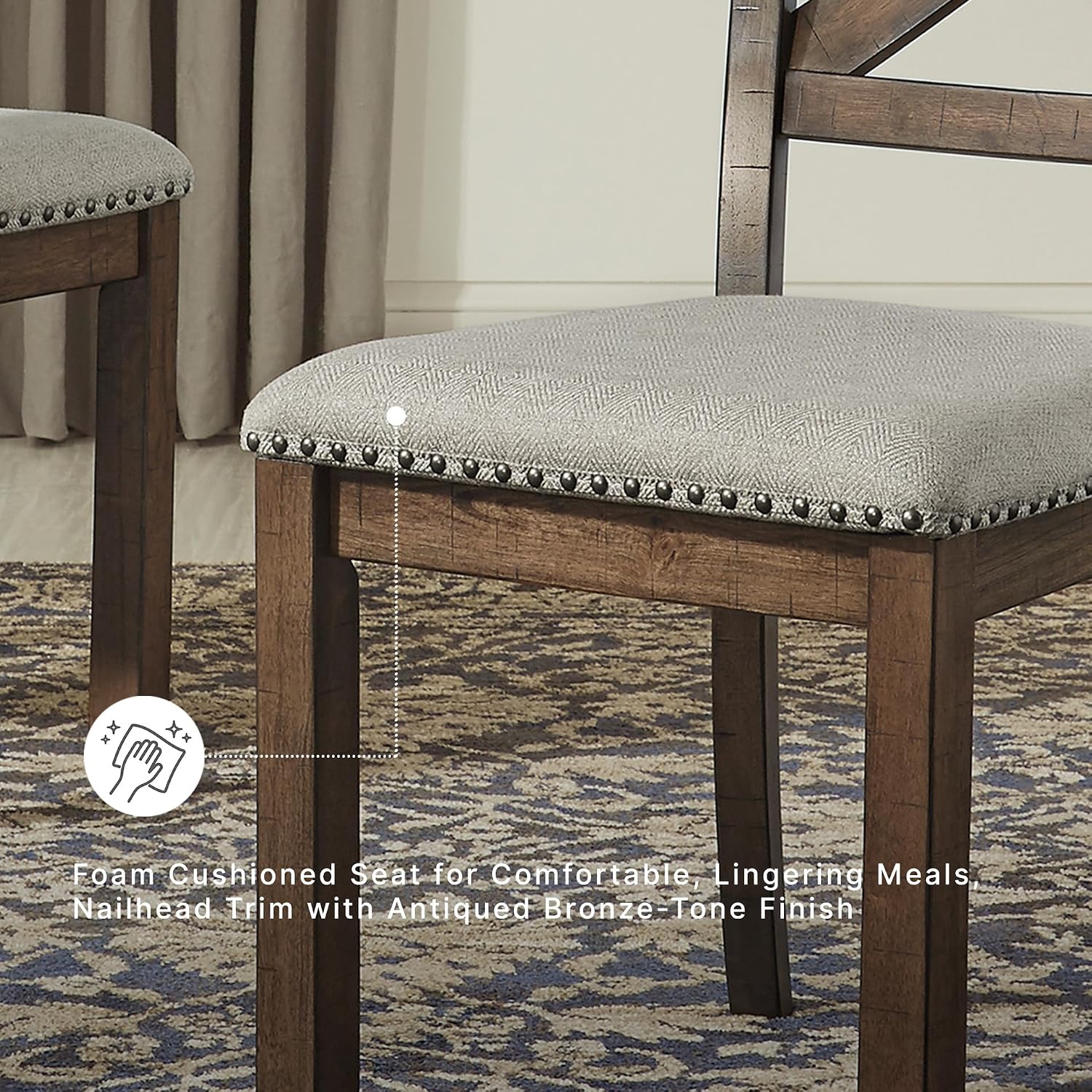 Signature Design by Ashley Moriville Modern Farmhouse 19" Upholstered Dining Room Chair, 2 Count, Brown