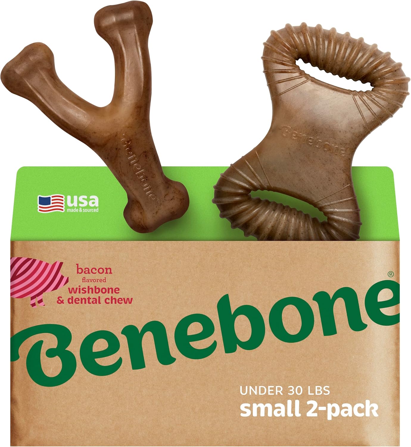 Benebone Medium 4-Pack Dog Toys for Aggressive Chewers – Durable Dog Bones, Made in USA – Dog Toys for Medium Dogs Under 60 lbs