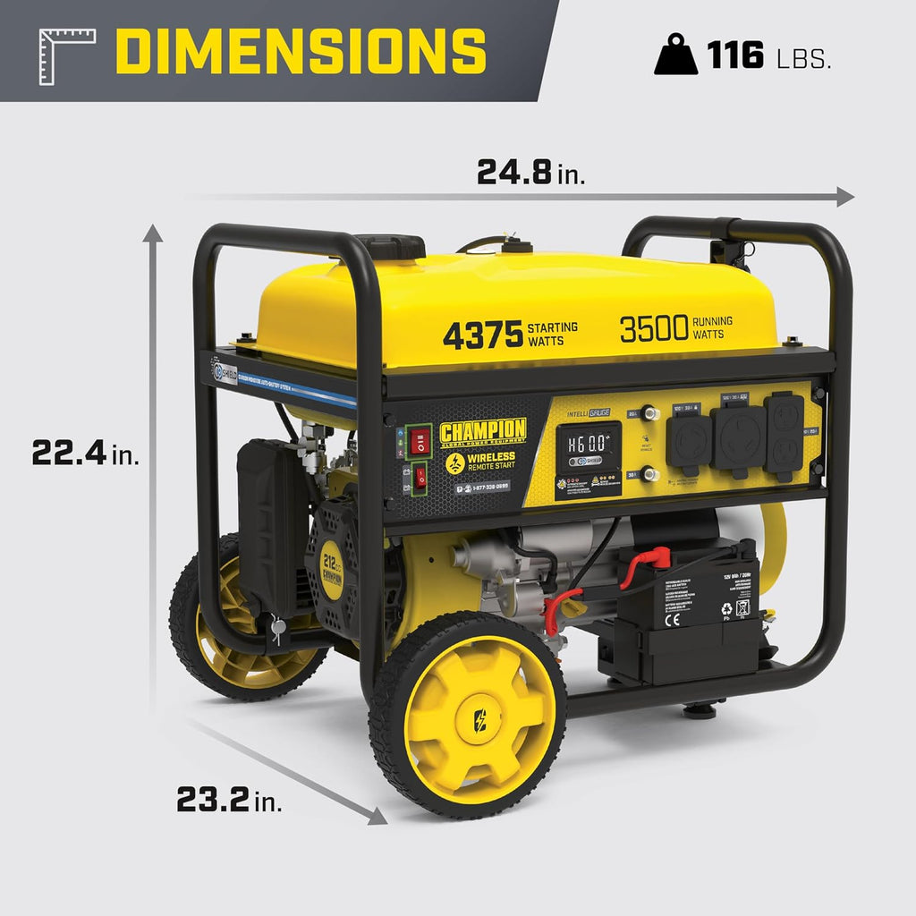 Champion Power Equipment 4375-Watt Wireless Remote Start RV Ready Portable Generator with Free 3-Year Warranty