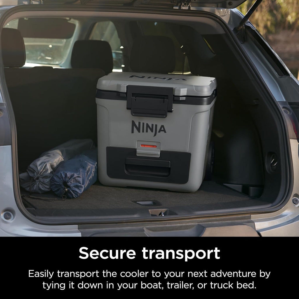 Ninja | Cooler | FrostVault 30QT Cooler with Wheels | Insulated with Temp Dry Storage Drawer | Keeps Ice Cold for Days | for the Beach, Camping, Picnics & More | Slate Gray | FB230GY