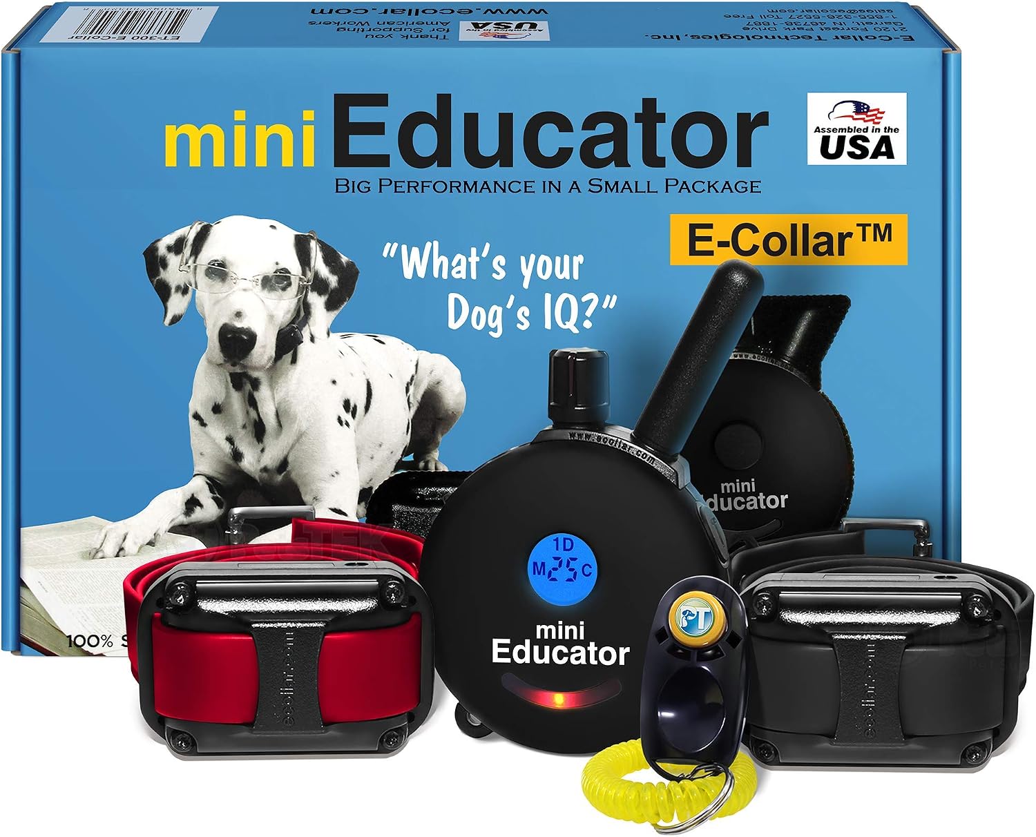 Educator ET-300 Black Mini E Collar for Dog Training with Remote - 1/2 Mile Range, Waterproof, 100 Blunt Stimulation Levels, Tone or Vibration Mode, Night Light Tracking for Small, Medium & Large Dogs