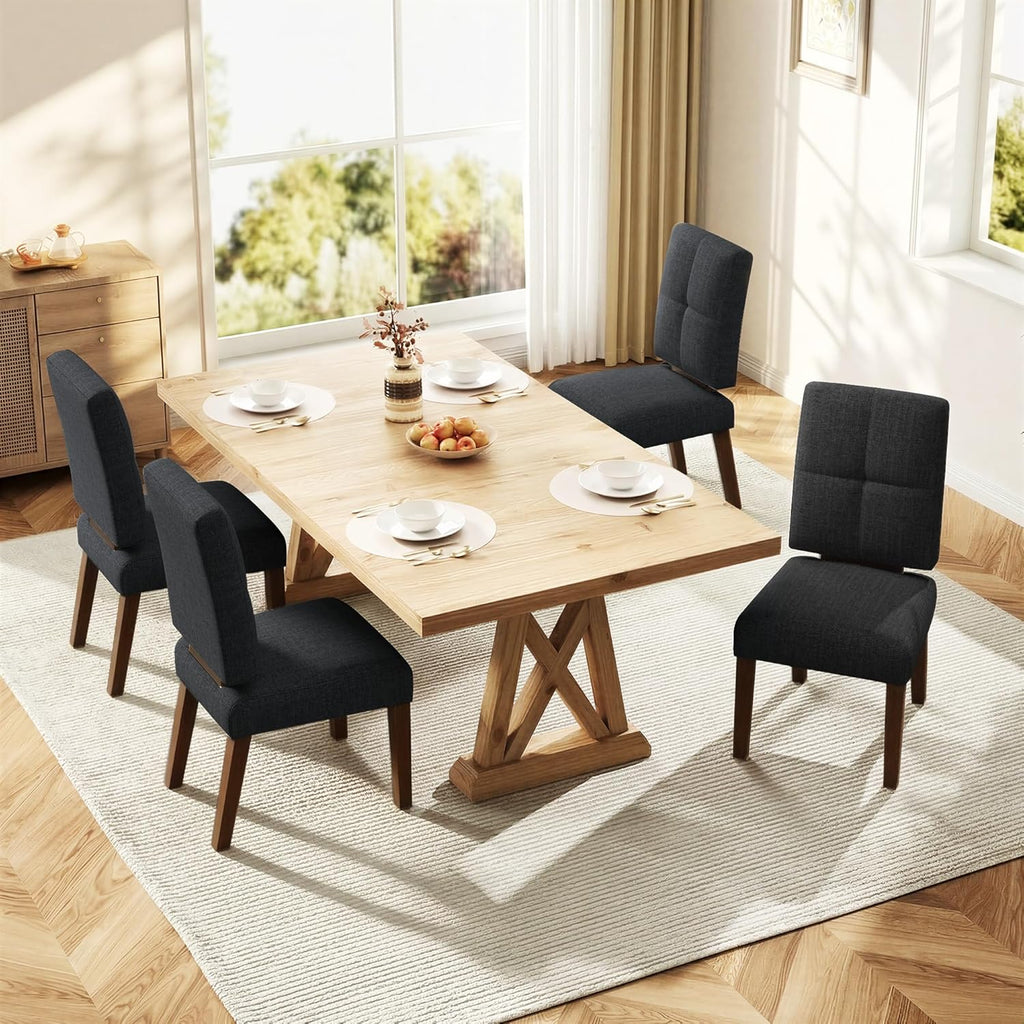 HOMRELEXA Wooden Dining Chairs Set of 2, Dining Room Chairs with Wood Legs, Cloud-Like Cushion & Reinforcement Structure Design for Kitchen/Living Room/Restaurant, Easy Assembly