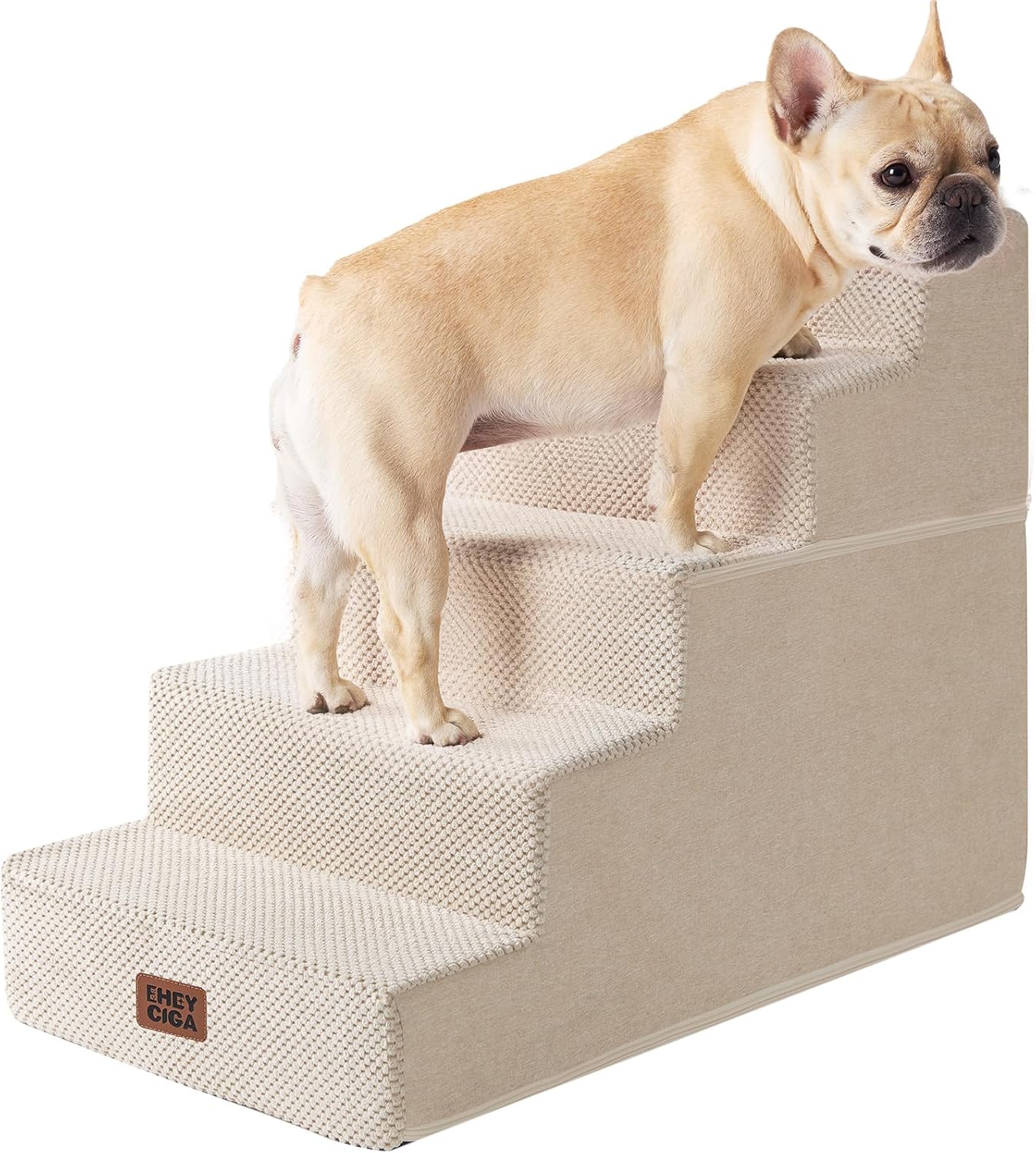 EHEYCIGA Dog Stairs for Bed 18" H, 4-Step Dog Steps for High Bed, Pet Steps for Small Dogs and Cats, Non-Slip Balanced Pet Ramp Indoor, Grey