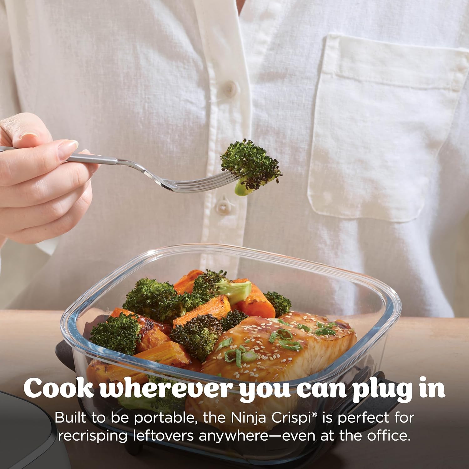 Ninja Crispi 4 in 1 Glass Air Fryer, 450°F, Non Toxic, 4QT and 6 Cup Containers with Lids, Dishwasher Safe, Stone, 1 Count, FN101ST