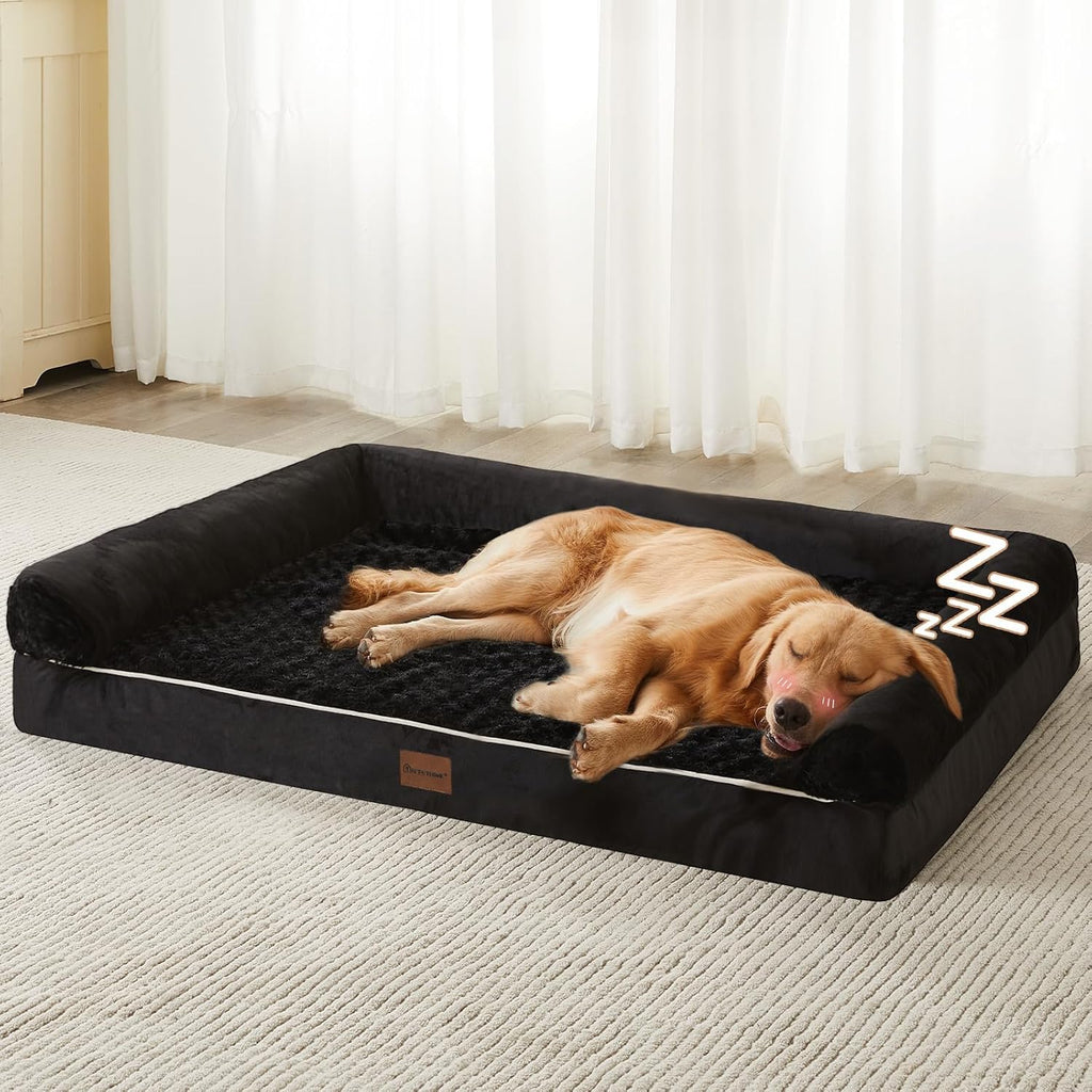 BFPETHOME Orthopedic Washable Dog Beds Large Sized Senior Dog for Comfy Sleeping with Removable Cover, Waterproof Big Soft Pet Couch Bed for Dogs Relax
