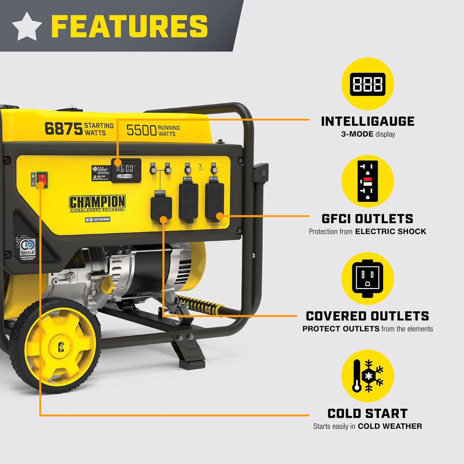 Champion Power Equipment 6875-Watt Portable Generator with Free 3-Year Warranty