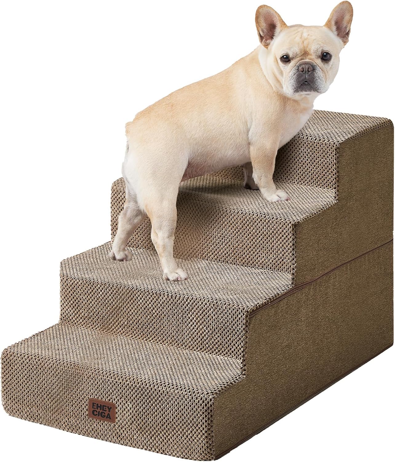 EHEYCIGA Dog Stairs for Bed 18" H, 4-Step Dog Steps for High Bed, Pet Steps for Small Dogs and Cats, Non-Slip Balanced Pet Ramp Indoor, Grey