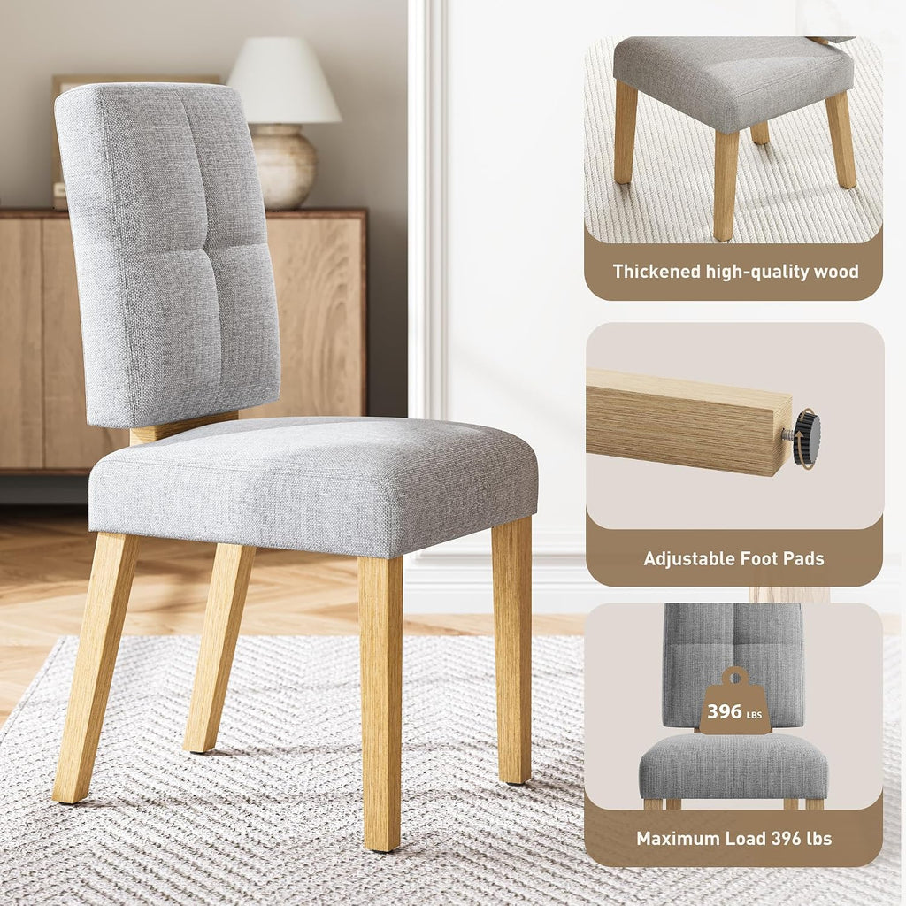 HOMRELEXA Wooden Dining Chairs Set of 6, Dining Room Chairs with Wood Legs, Cloud-Like Cushion & Reinforcement Structure Design for Kitchen/Living Room/Restaurant, Easy Assembly