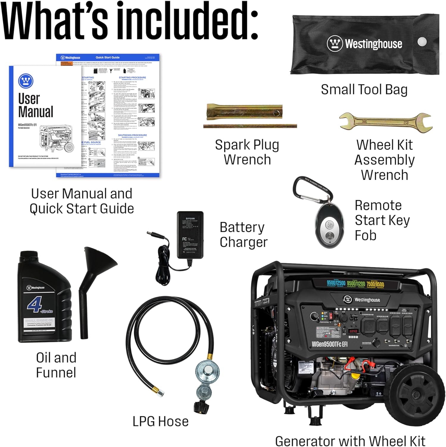 Westinghouse 12500 Peak Watt EFI Tri-Fuel Home Backup Portable Generator, Remote Electric Start, Transfer Switch Ready, Gas, Propane, and Natural Gas Powered, CARB Compliant