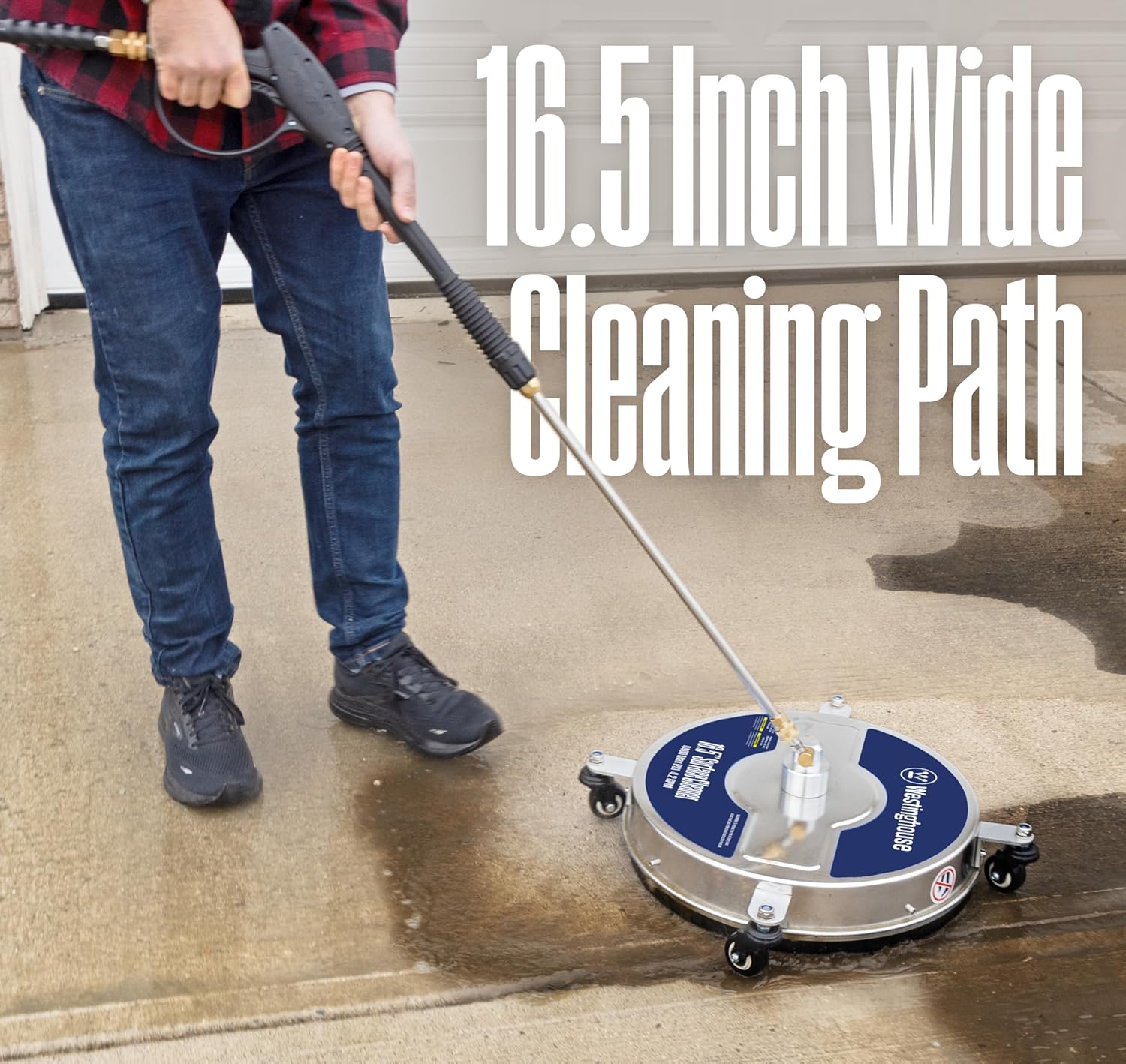 Westinghouse Universal 16.5” Pressure Washer Surface Cleaner Attachment - Stainless Steel - 4400 Max PSI, 1/4” Connector - for Gas and Electric Pressure Washers