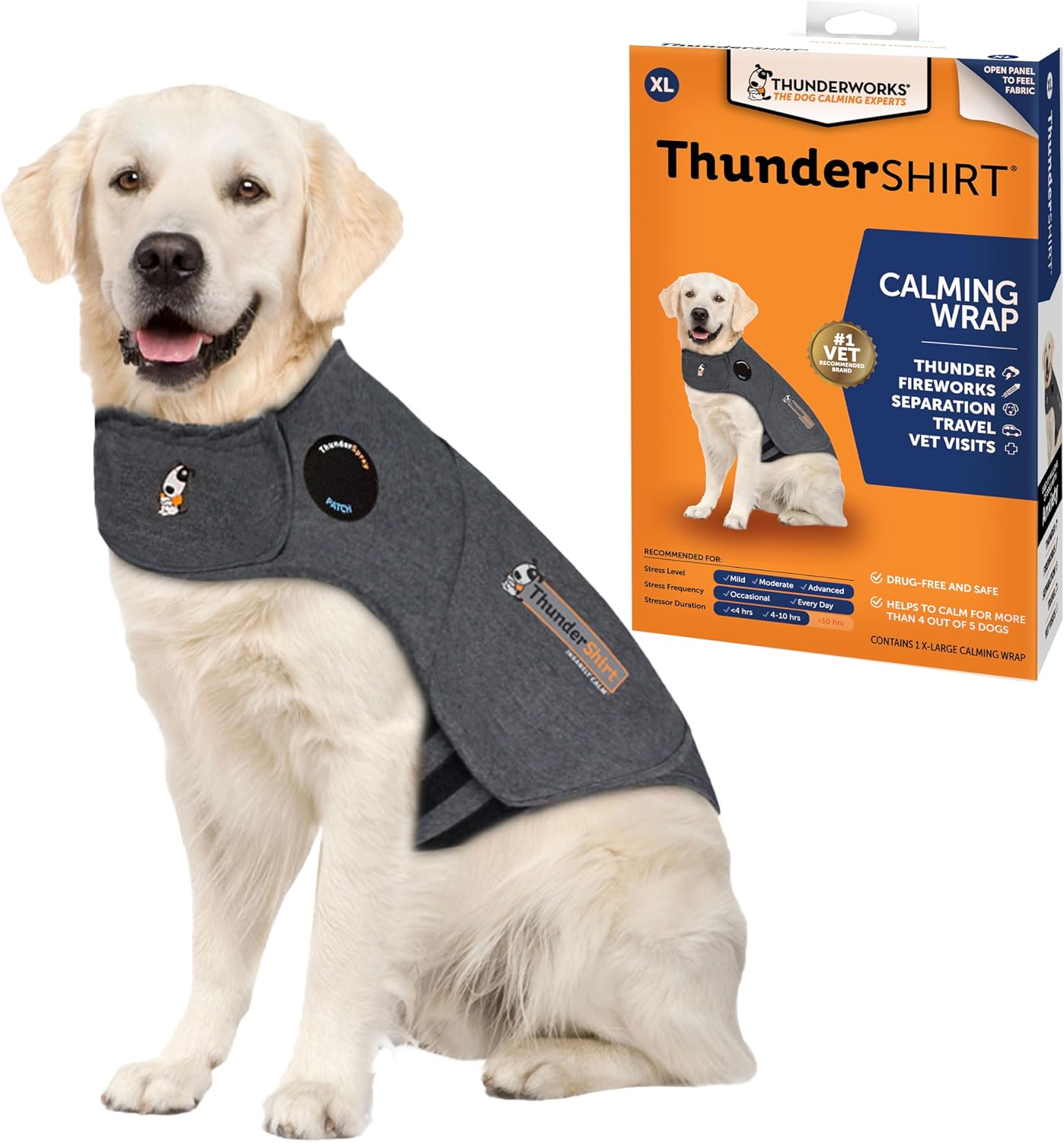 ThunderShirt for Dogs, Medium, Heather Gray Classic - Dog Anxiety Relief Calming Vest