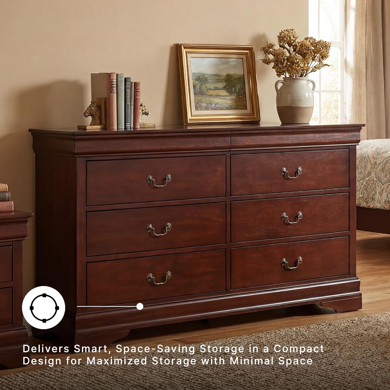 Signature Design by Ashley Alisdair Traditional 6 Drawer Dresser, Dark Brown