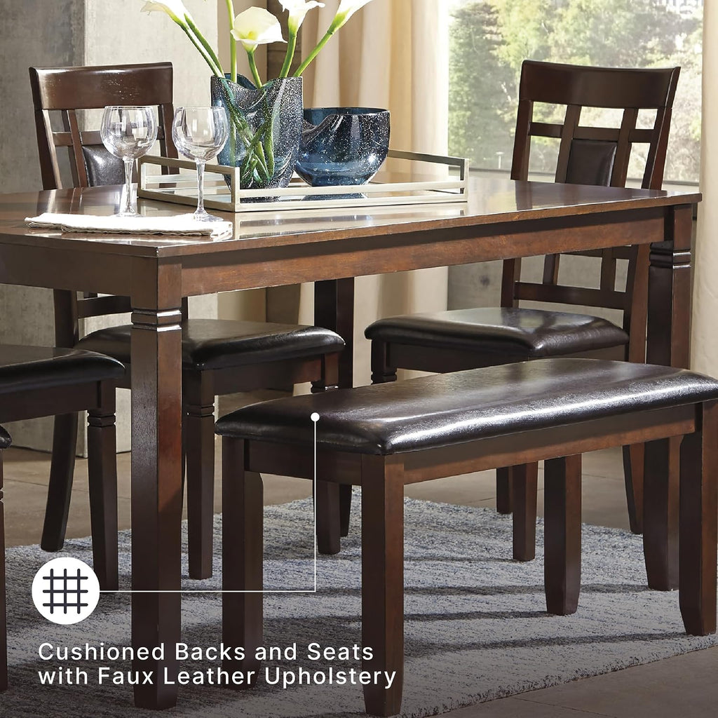 Signature Design by Ashley Bennox 6 Piece Dining Set with Upholstered Bench, Table & 4 Upholstered Chairs, Seats 6, Wood, Brown