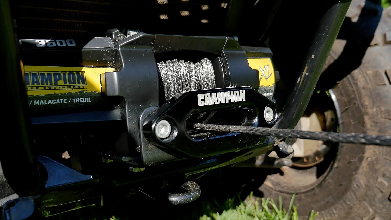 Champion Power Equipment XL 3500-lb. ATV/UTV Synthetic Rope Winch Kit