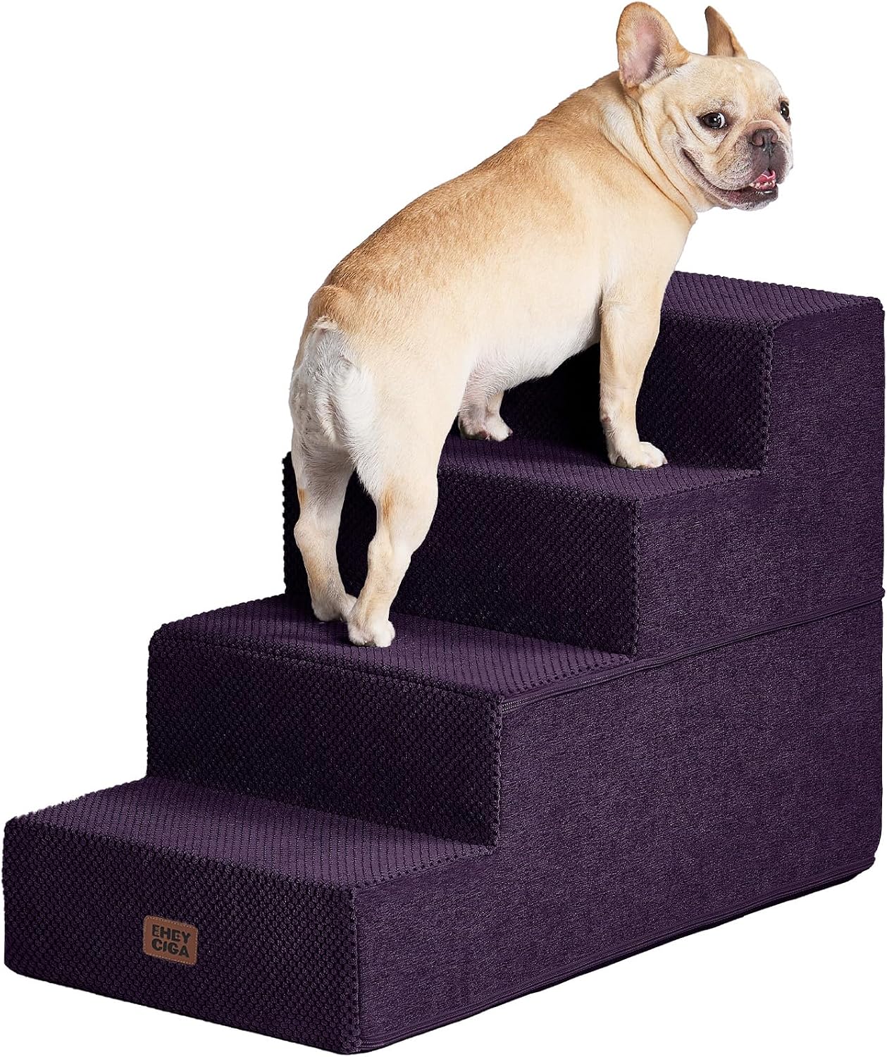 EHEYCIGA Dog Stairs for Bed 18" H, 4-Step Dog Steps for High Bed, Pet Steps for Small Dogs and Cats, Non-Slip Balanced Pet Ramp Indoor, Grey