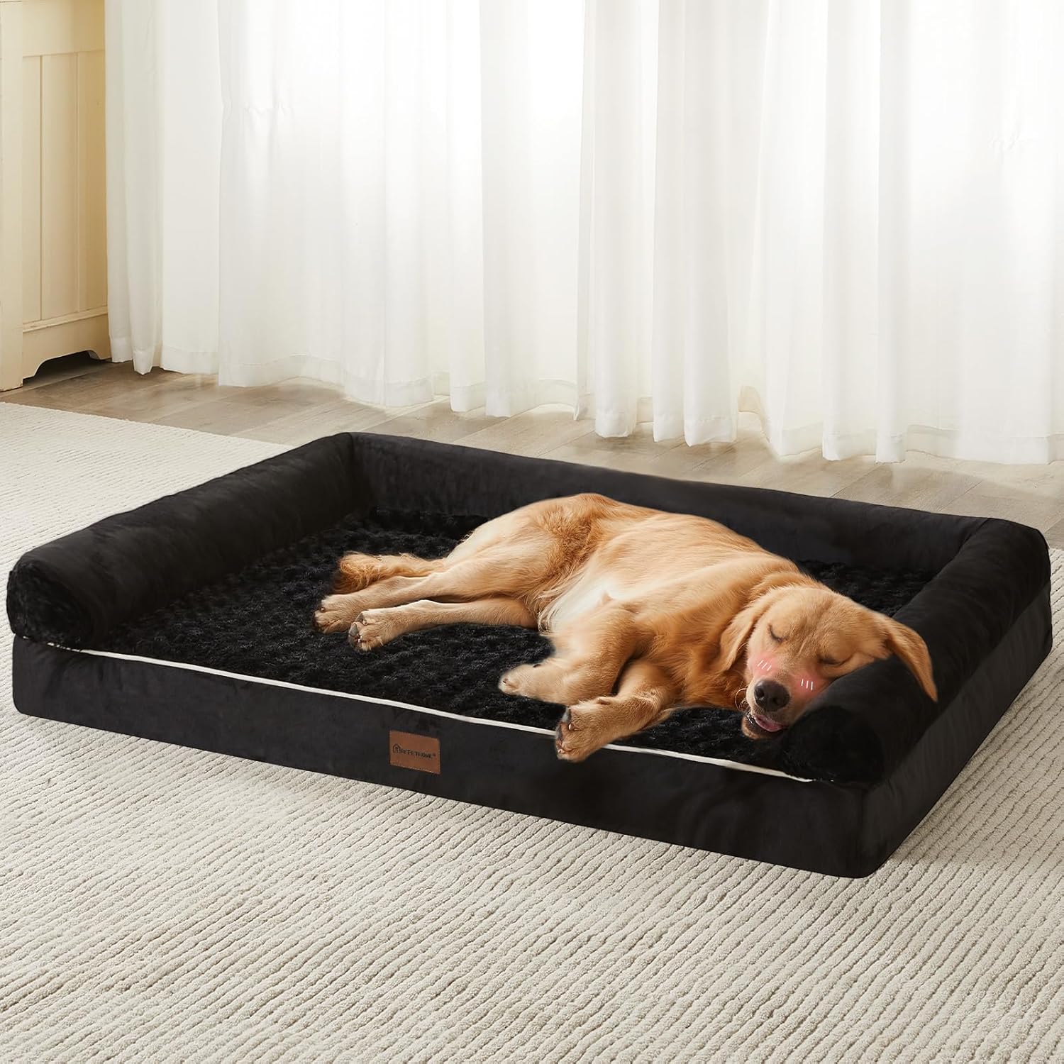 BFPETHOME Orthopedic Washable Dog Beds Large Sized Senior Dog for Comfy Sleeping with Removable Cover, Waterproof Big Soft Pet Couch Bed for Dogs Relax