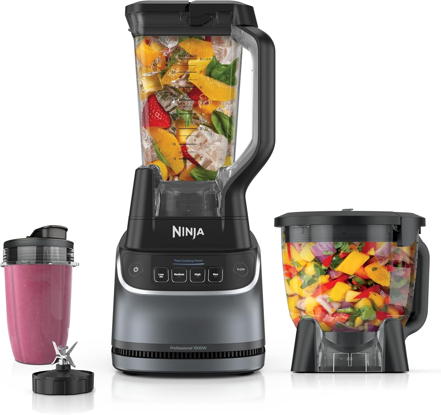 Ninja UltraCrush Professional Kitchen System | 1500W, 72oz Full-Size Blender, 8-Cup Food Processor & 18 oz To-Go Cup | Total Crushing Technology, Smoothies, Ice Crush, Chopping | Silver | BP401 (2026)