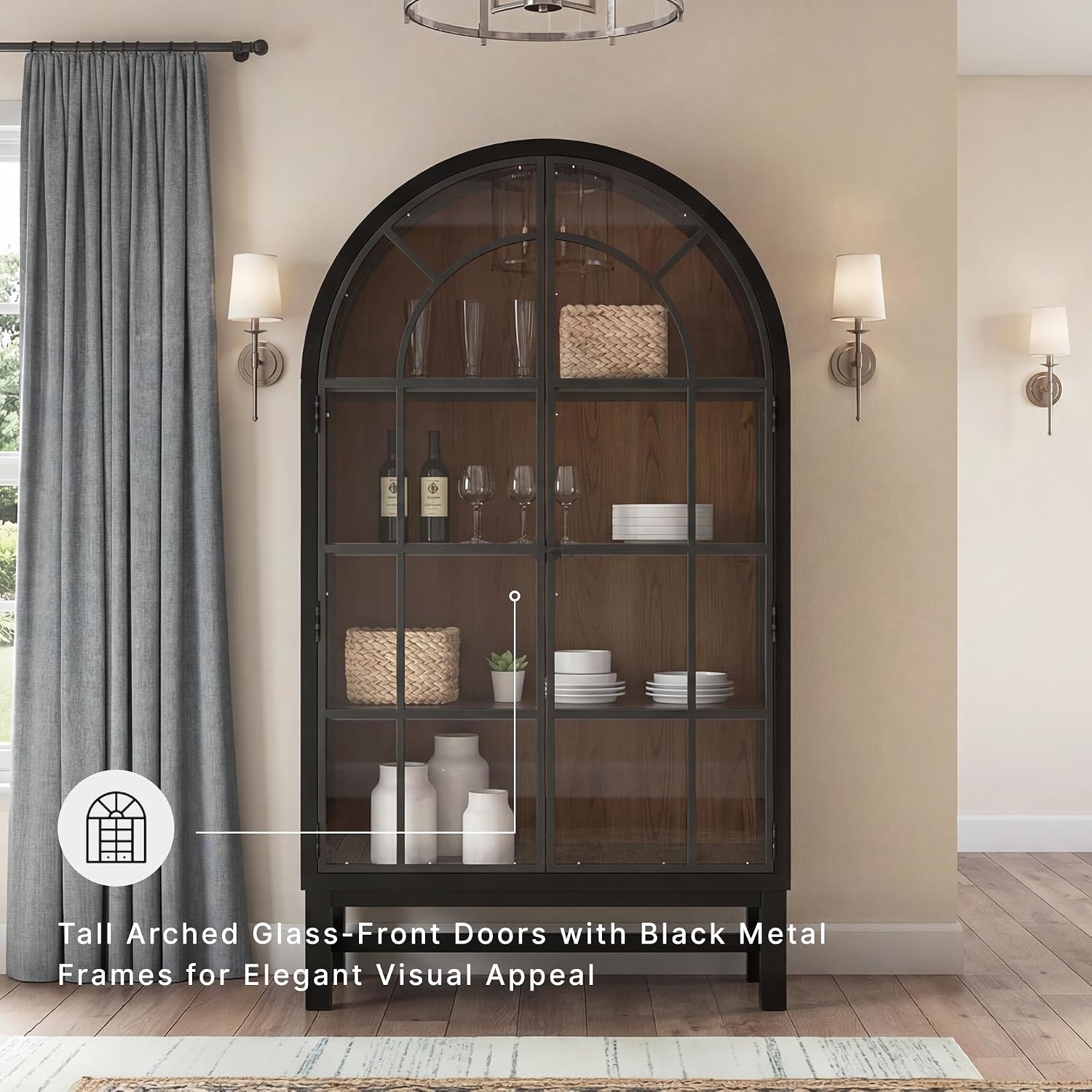 Signature Design by Ashley Chadworth Classic Display Cabinet with Anti-Tipping, Brown & Black