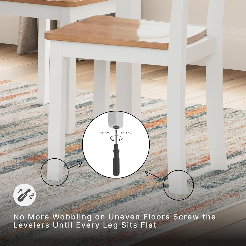 Signature Design by Ashley Gesthaven Casual Modern Dining Room Table Set with 4 Chairs and Bench, Set of 6, Mango Wood, 30.25" Table Height, White & Light Brown