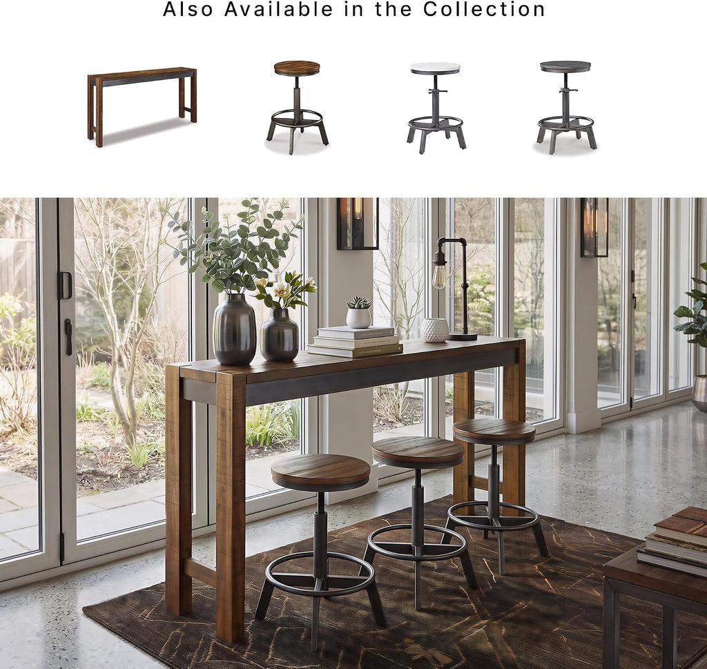 Signature Design by Ashley Furniture Torjin Long Counter Height Table, Seats up to 3, Wood, 72.13" W x 16" D x 36" H, 2-tone Brown