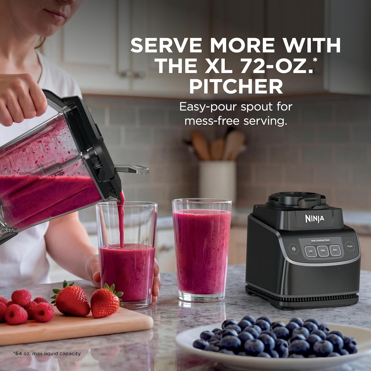 Ninja UltraCrush Professional Blender | 1000W Power, XL 72-oz.* Pitcher | Total Crushing Technology | 3 Manual Speeds for Smoothies, Sauces & More | Full-Size Countertop | Black | BP201 (2026)