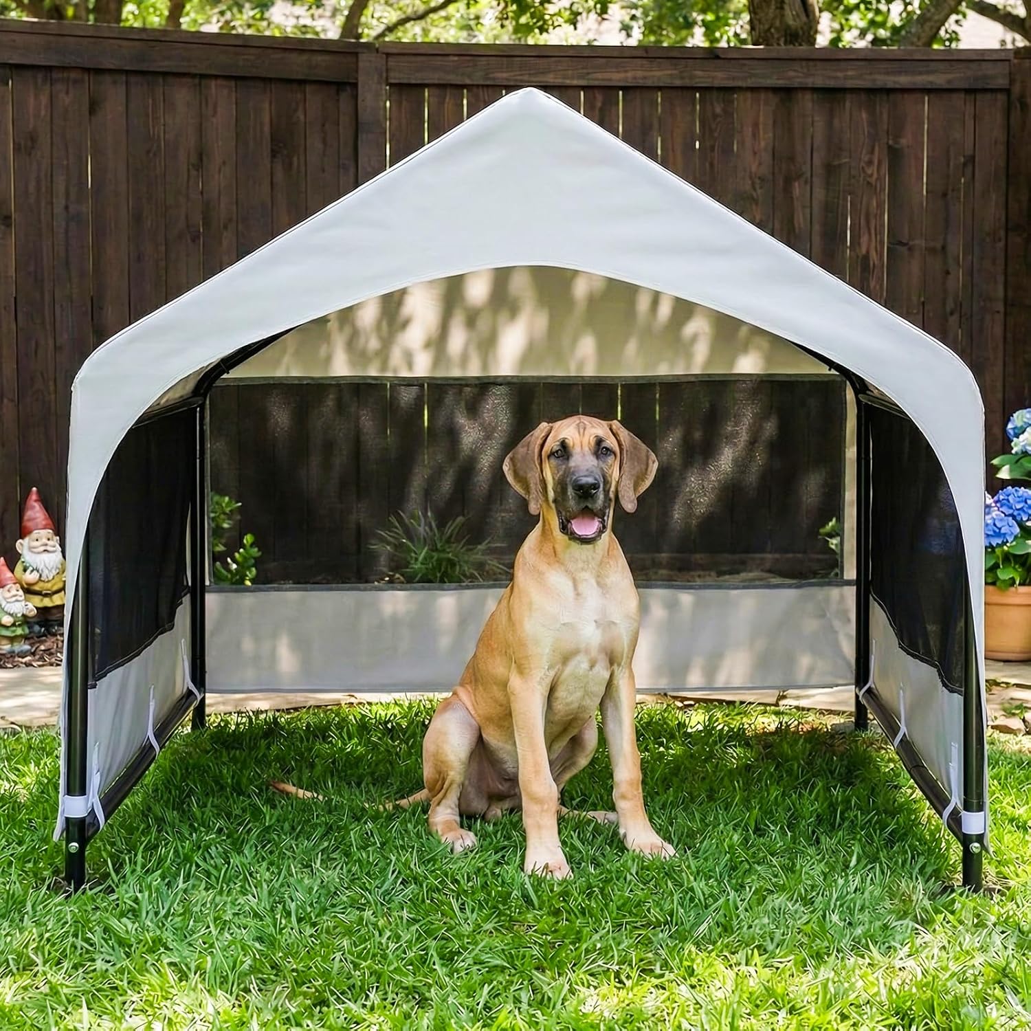 suddus Elevated Dog Bed for Large Dogs 120lb, Breathable Cooling Raised Dog Cot with Dual Support Bars & Metal Frame, No-Slip Feet, Waterproof Pet Bed for Indoor/Outdoor, X-Large, 48 * 36 * 9in, Grey