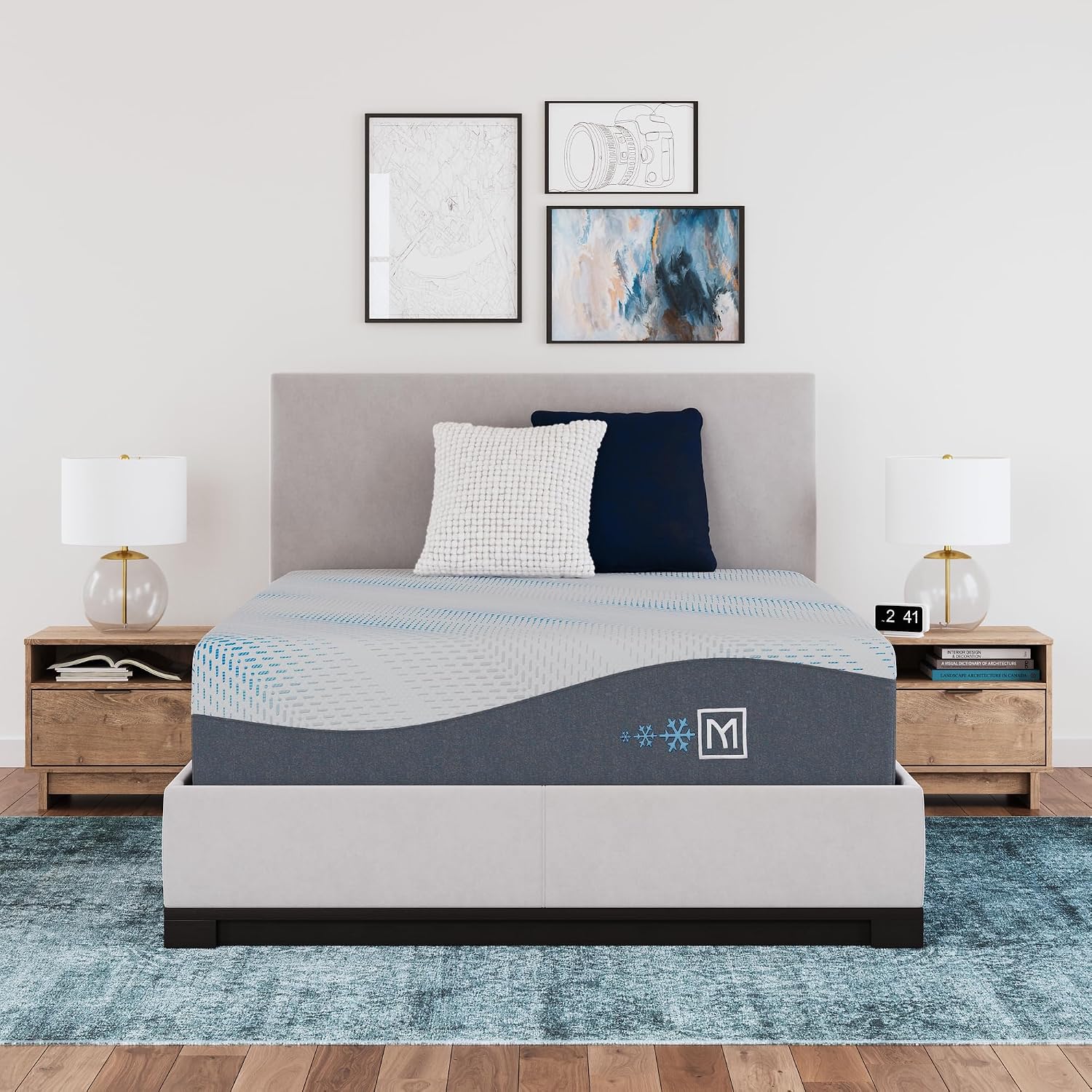 Signature Design by Ashley 14 Inch Millennium Cushion Firm Gel Memory Foam Hybrid Mattress, Queen, White