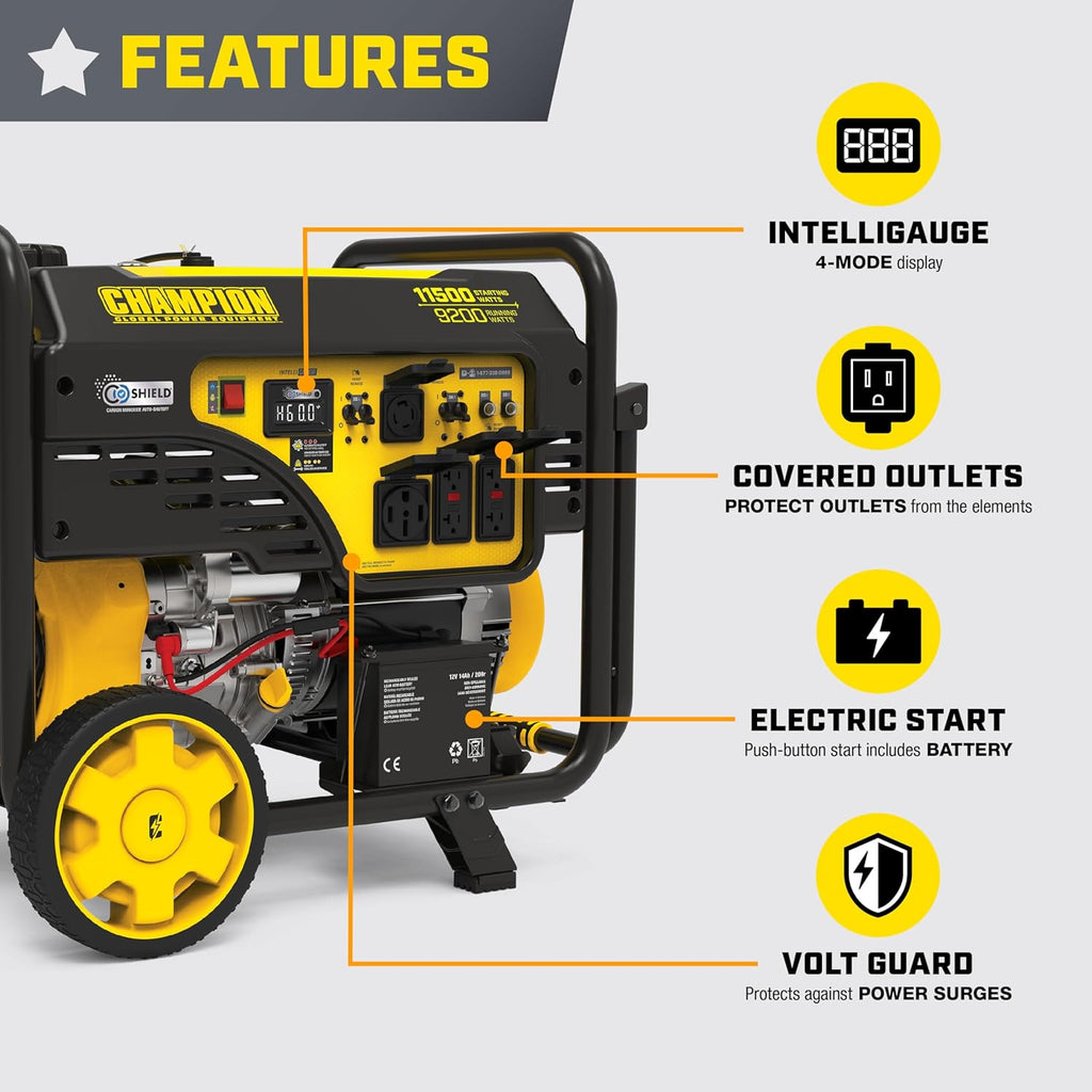 Champion Power Equipment 11,500-Watt Electric Start Home Backup Portable Generator with Free 3-Year Warranty