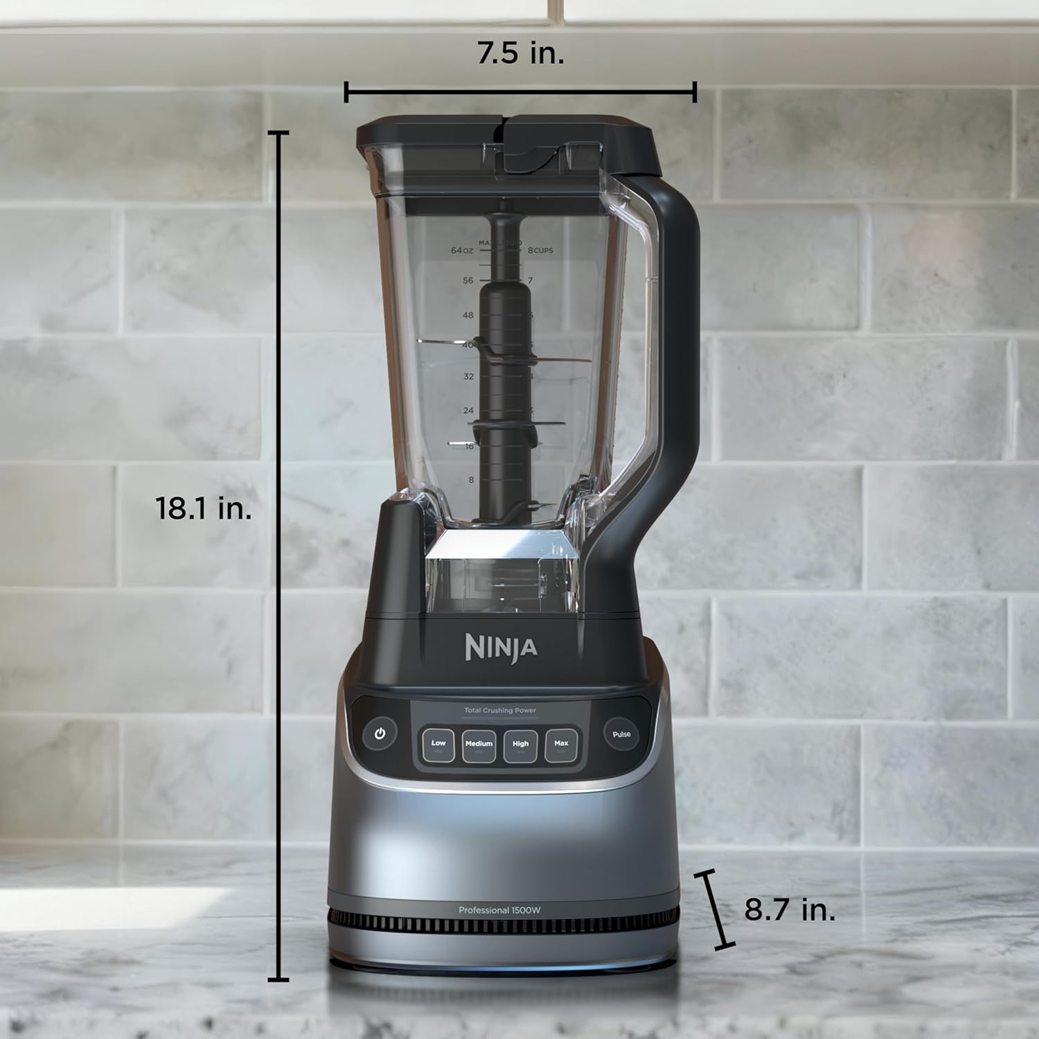 Ninja UltraCrush Professional Kitchen System | 1500W, 72oz Full-Size Blender, 8-Cup Food Processor & 18 oz To-Go Cup | Total Crushing Technology, Smoothies, Ice Crush, Chopping | Silver | BP401 (2026)