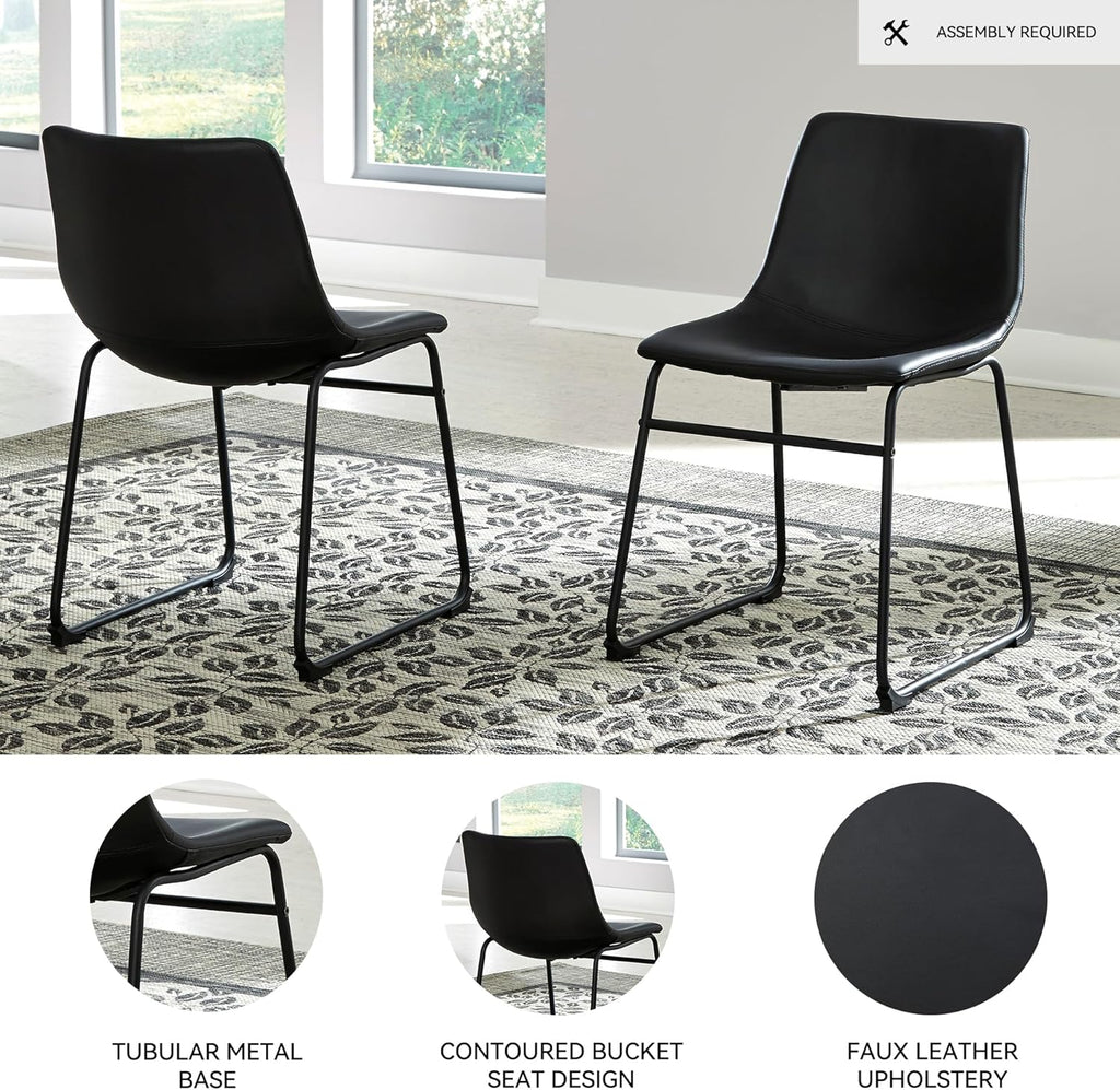 Signature Design by Ashley Centiar Mid Century Dining Room Bucket Chair, 2 Count, Black