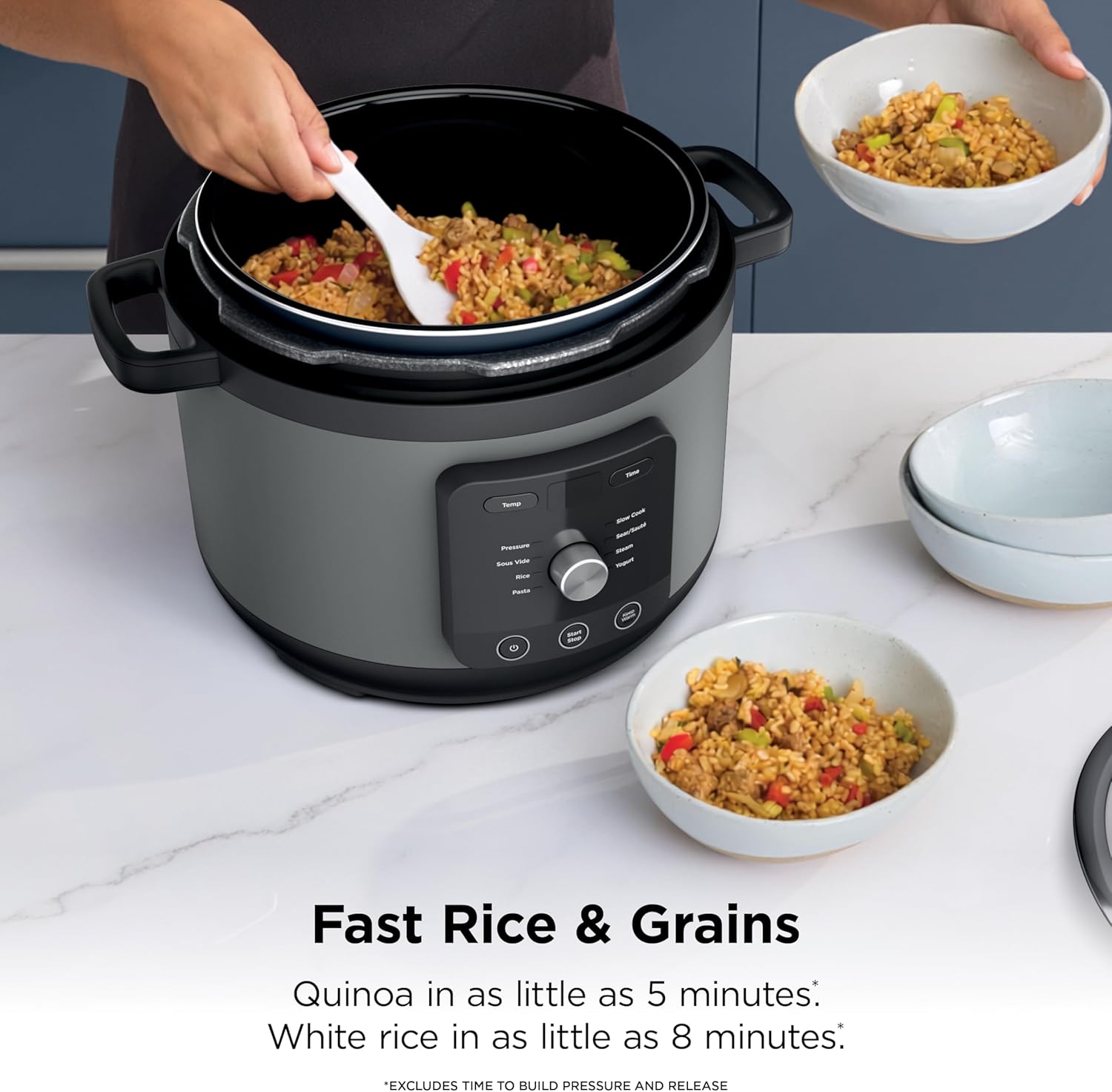 Ninja HyperHeat 9-in-1 Electric Pressure Cooker | 6.5 Qt Multi Cooker with Sear/Sauté, Slow Cooker, Rice Cooker, Sous Vide | 1200W | Fast Cooking, PFAS-Free Pot | Dark Gray | PC201GY
