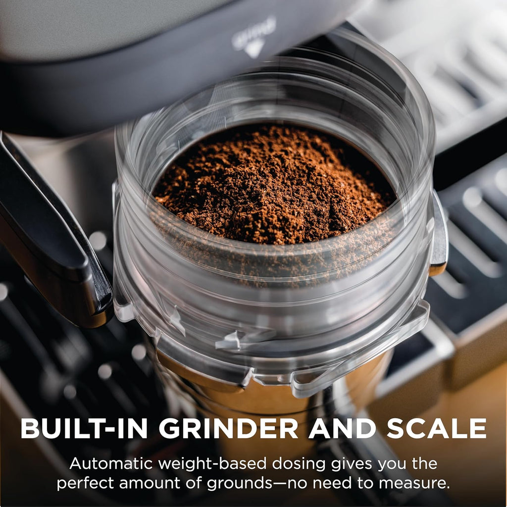 Ninja Luxe Café Premier 3-in-1 Espresso Machine, Drip Coffee, & Rapid Cold Brew | Built-in Coffee Grinder, Hands-Free Milk Frother, Assisted Tamper for Cappuccinos & Lattes | Gunmetal | ES601GM