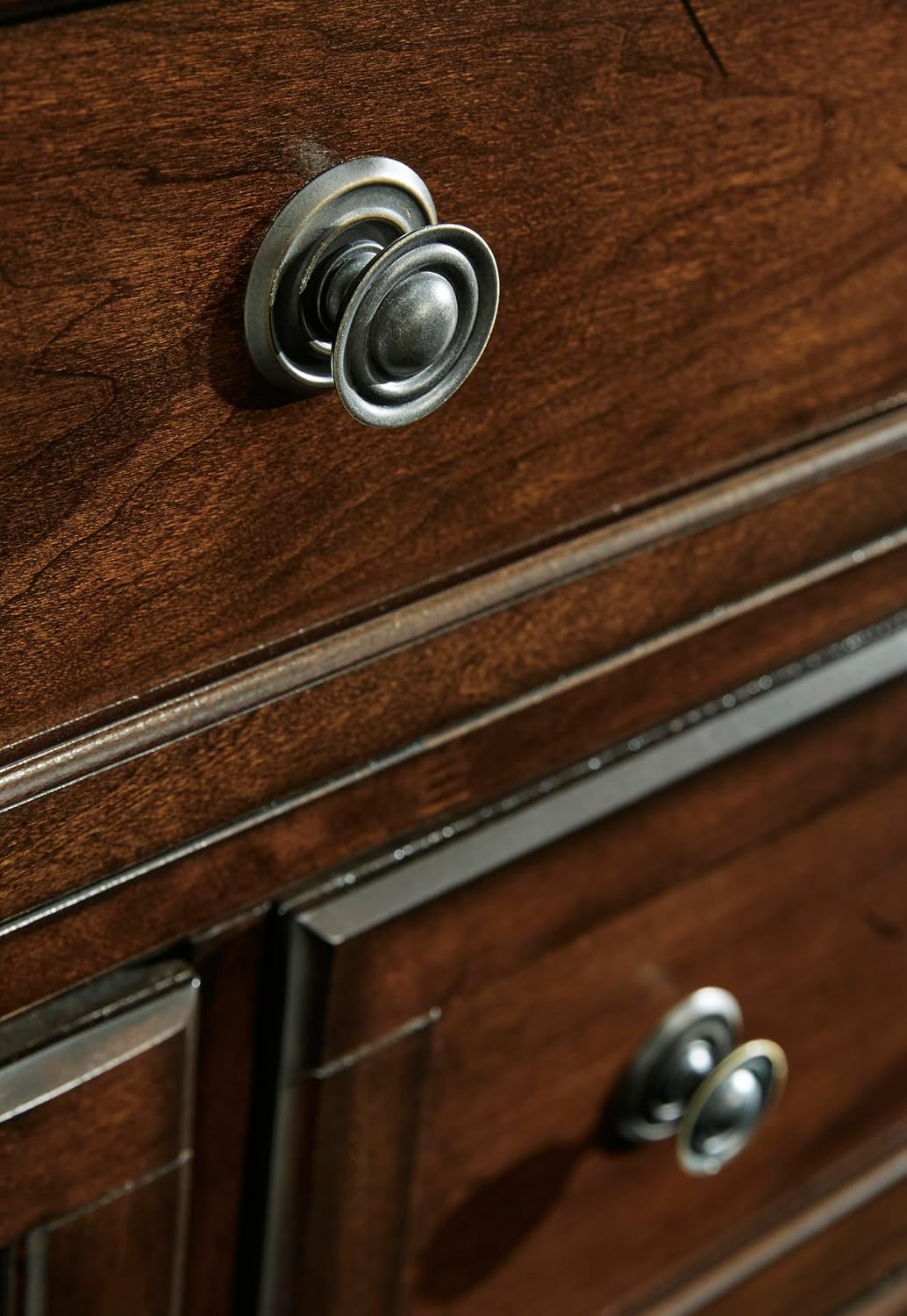 Signature Design by Ashley Porter Classic 2 Drawer Nightstand with Dovetail and Ball-bearing Construction, 29.88" Tall, Dark Brown