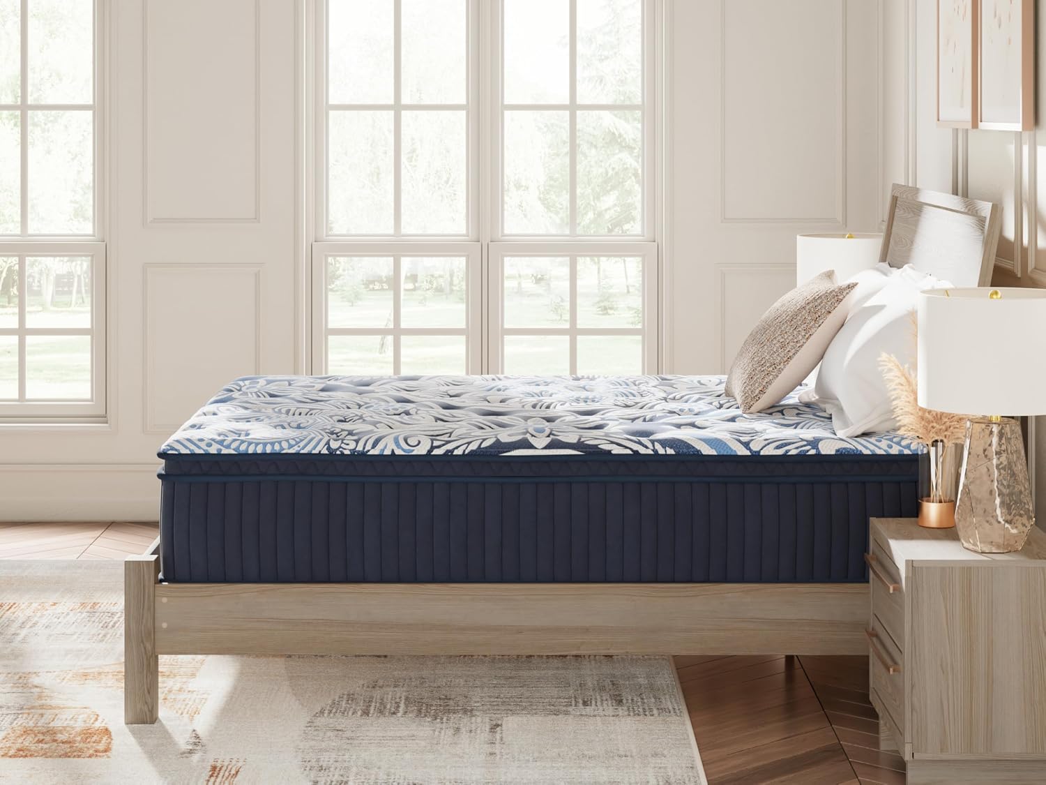 Signature Design by Ashley Plush Luxe 2.0 15 Inch Breathable Gel Latex Memory Foam Hybrid Mattress with Edge Support for Cool Sleep and Pressure Relief, Queen, Fiberglass-Free, Mattress in A Box