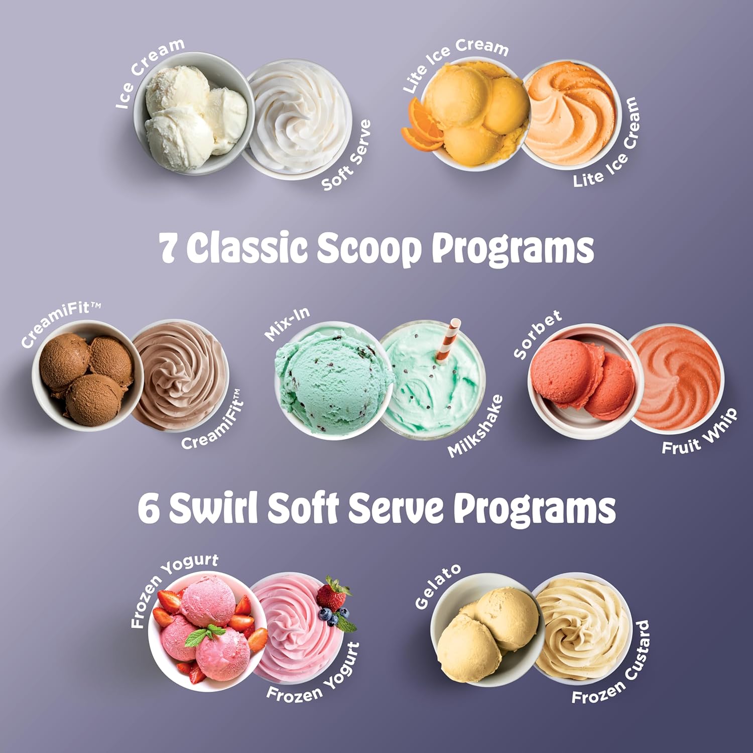 Ninja CREAMi Scoop & Swirl Ice Cream Maker, Soft Serve Desserts, Sorbet, Milkshakes, Frozen Yogurt and More, 13-in-1 Programs, Includes Handle and Two 16 oz 2-in-1 Pints, Blue, NC701ND