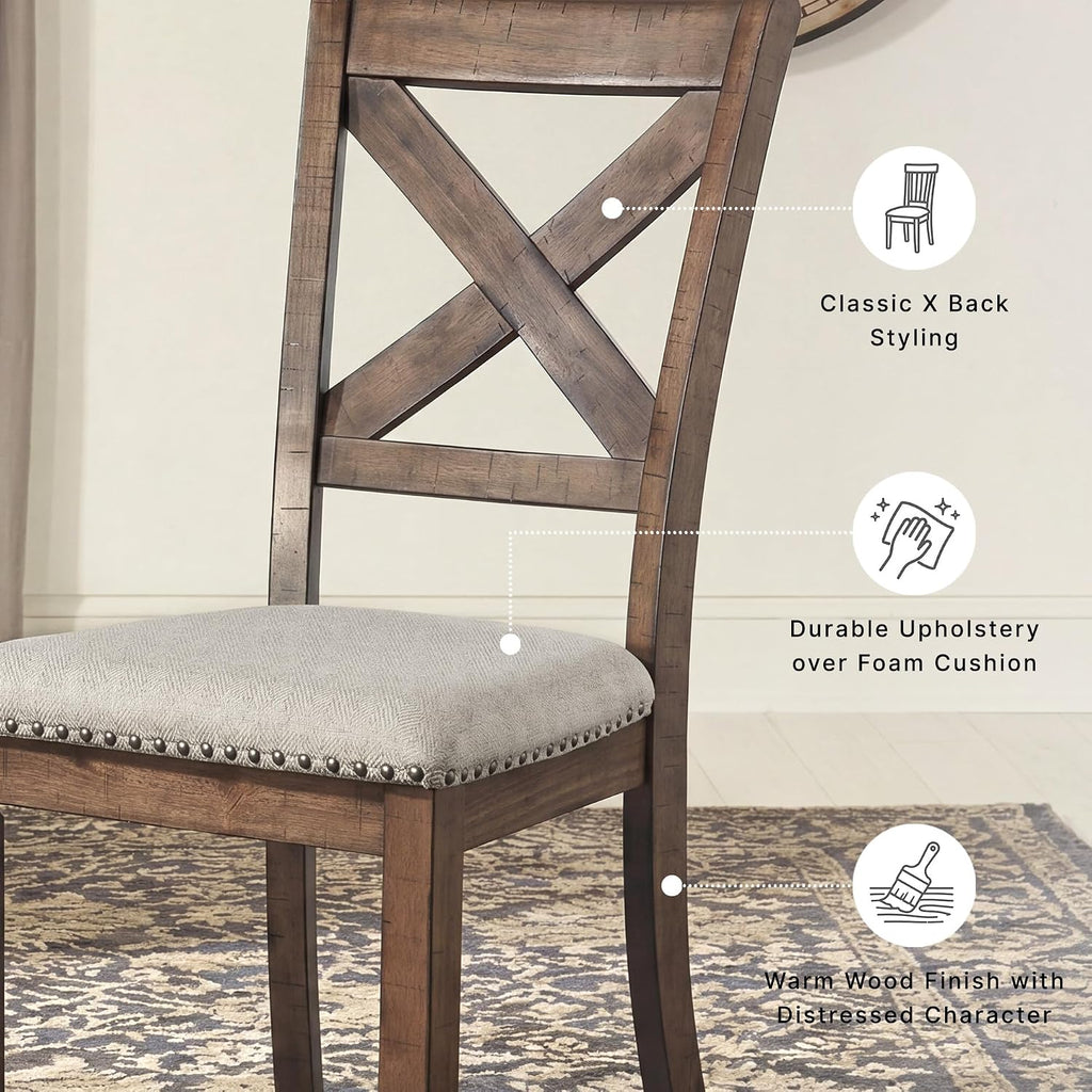 Signature Design by Ashley Moriville Modern Farmhouse 19" Upholstered Dining Room Chair, 2 Count, Brown