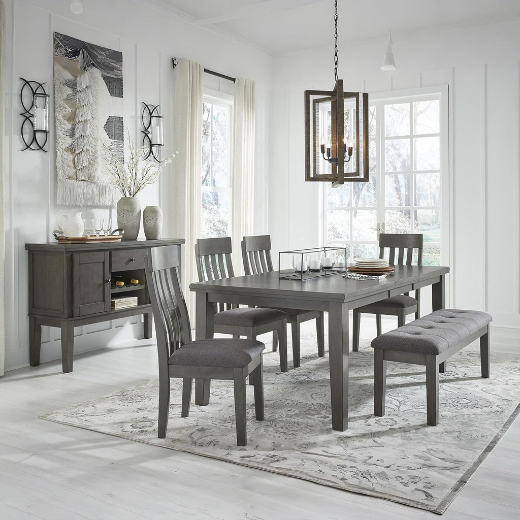 Signature Design by Ashley Hallanden Rustic Tufted Upholstered Dining Room Bench, Gray
